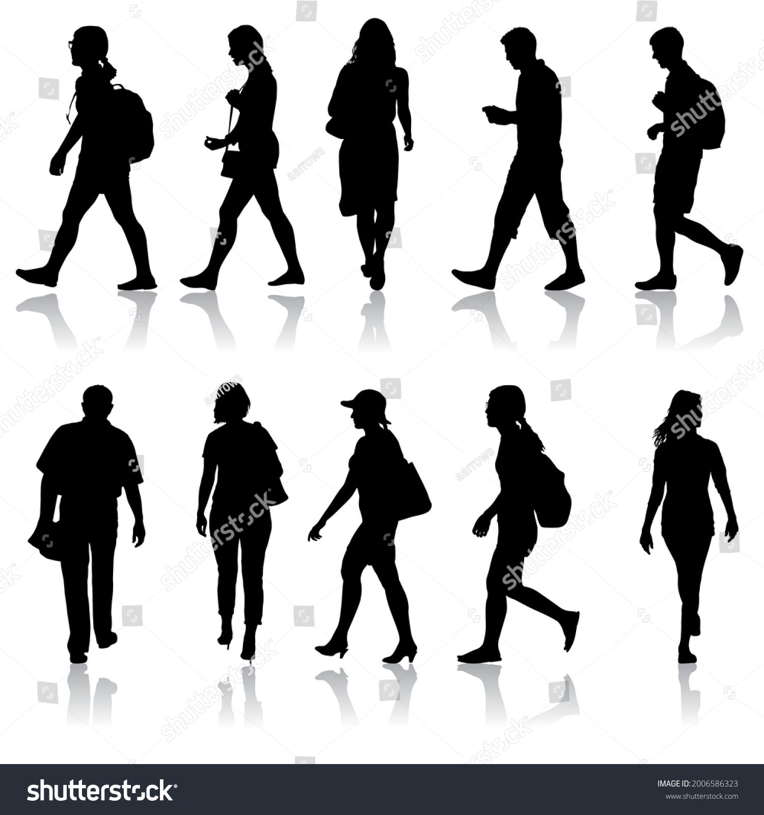 Silhouette Group People Standing On White Stock Vector Royalty Free