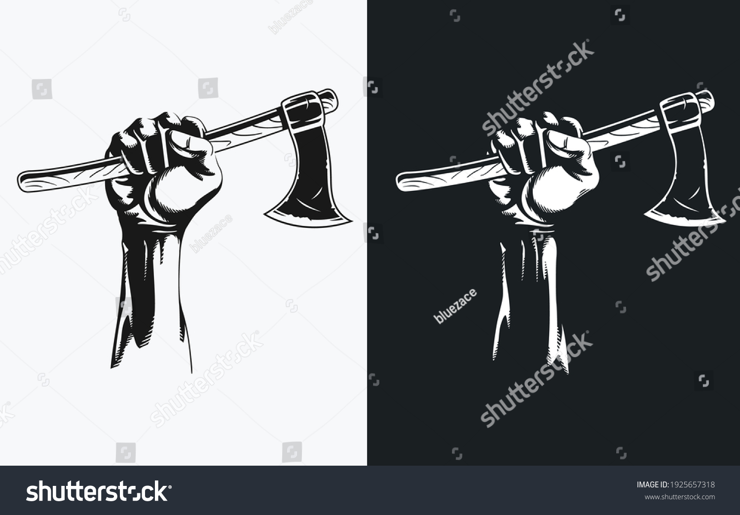 SVG of Silhouette hand holding axe clipart drawing in transparent background illustration svg