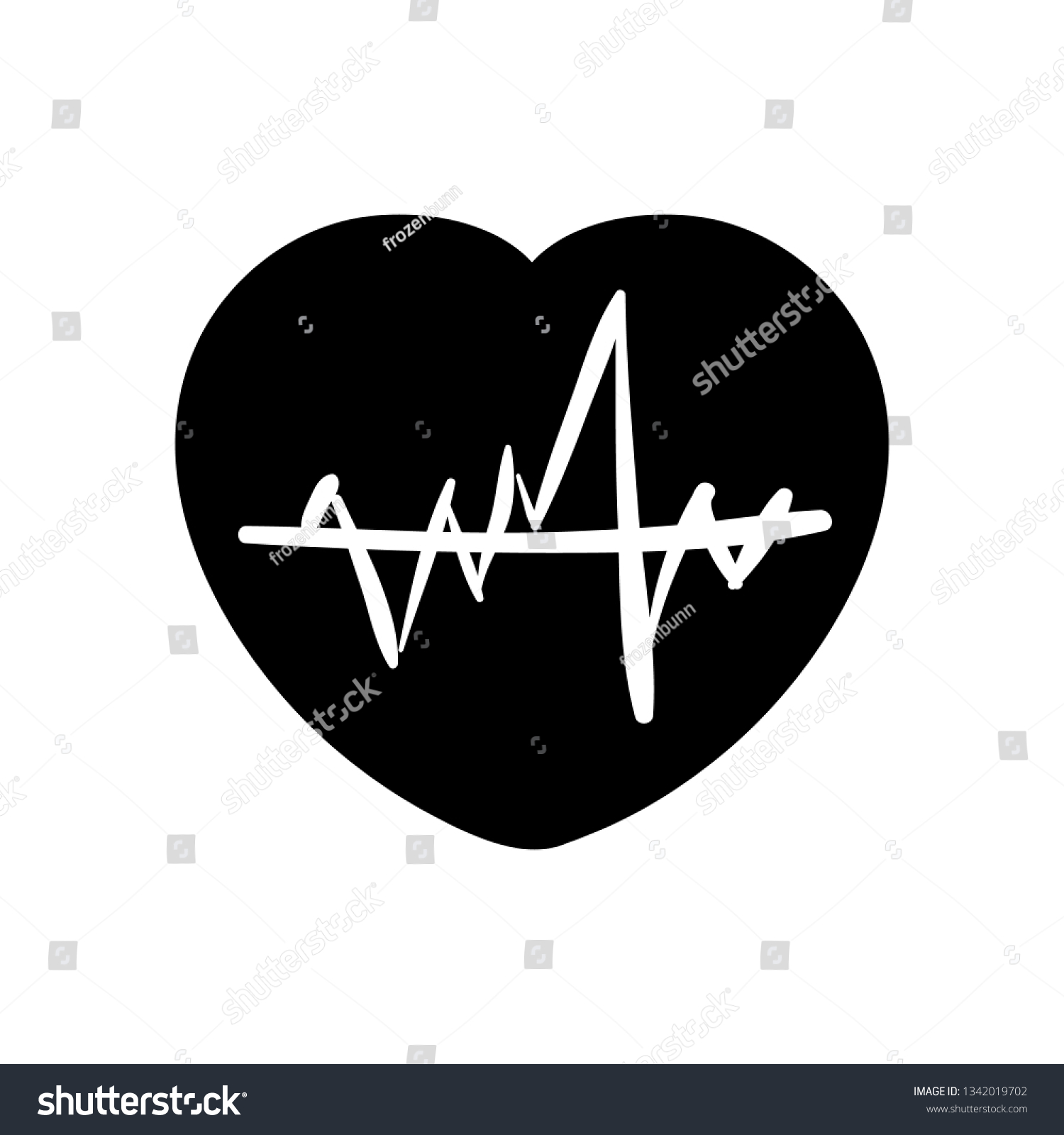 Silhouette Heart Pulse Doodle Icon Hand Stock Vector (Royalty Free ...