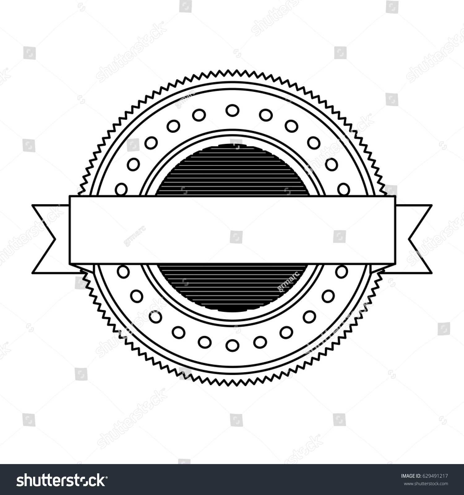 Silhouette Heraldic Round Stamp Ribbon Design Stock Vector (Royalty ...