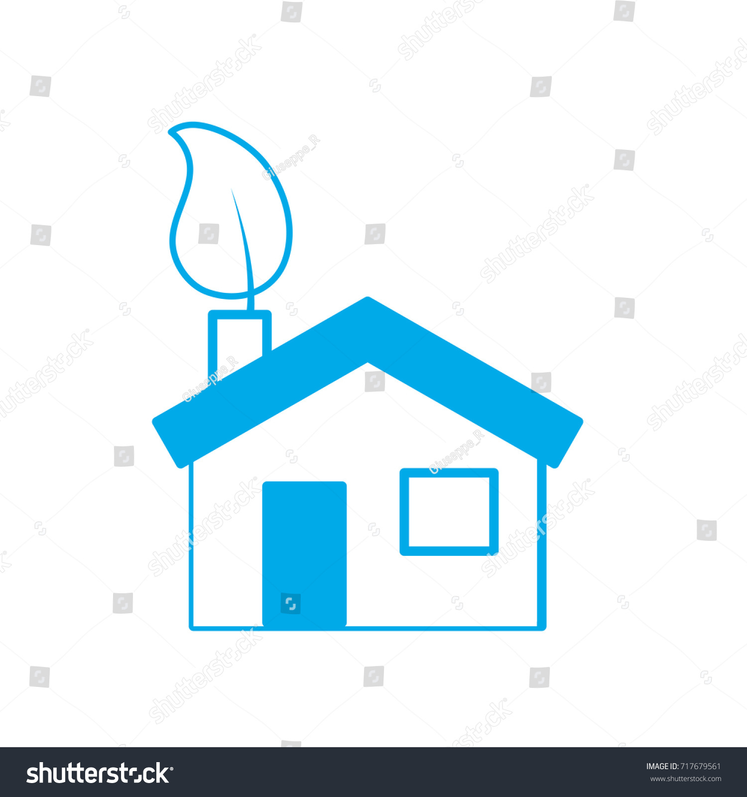 Silhouette House Ecological Leaf Environment Care Stock Vector (Royalty ...