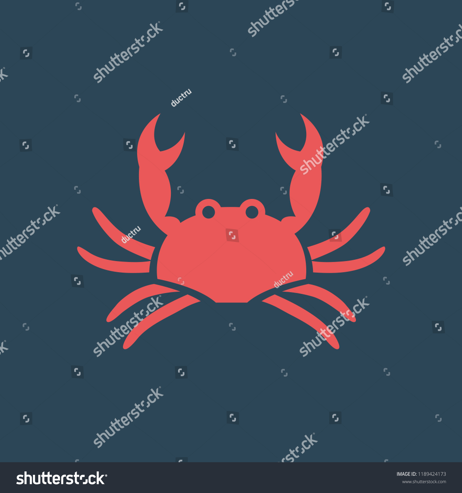 red crab on dark blue background clip art preview