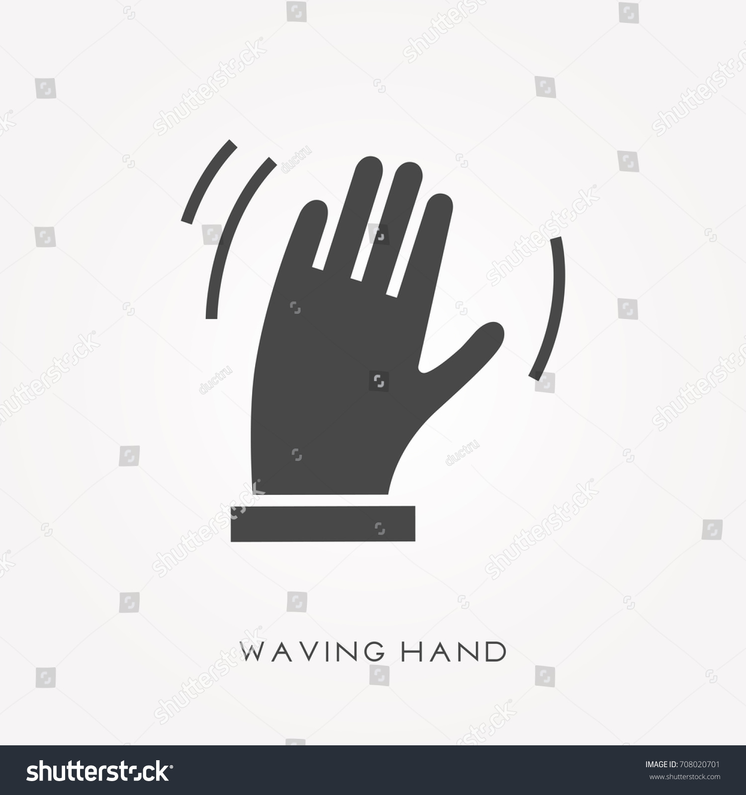 Silhouette Icon Waving Hand Stock Vector (Royalty Free) 708020701