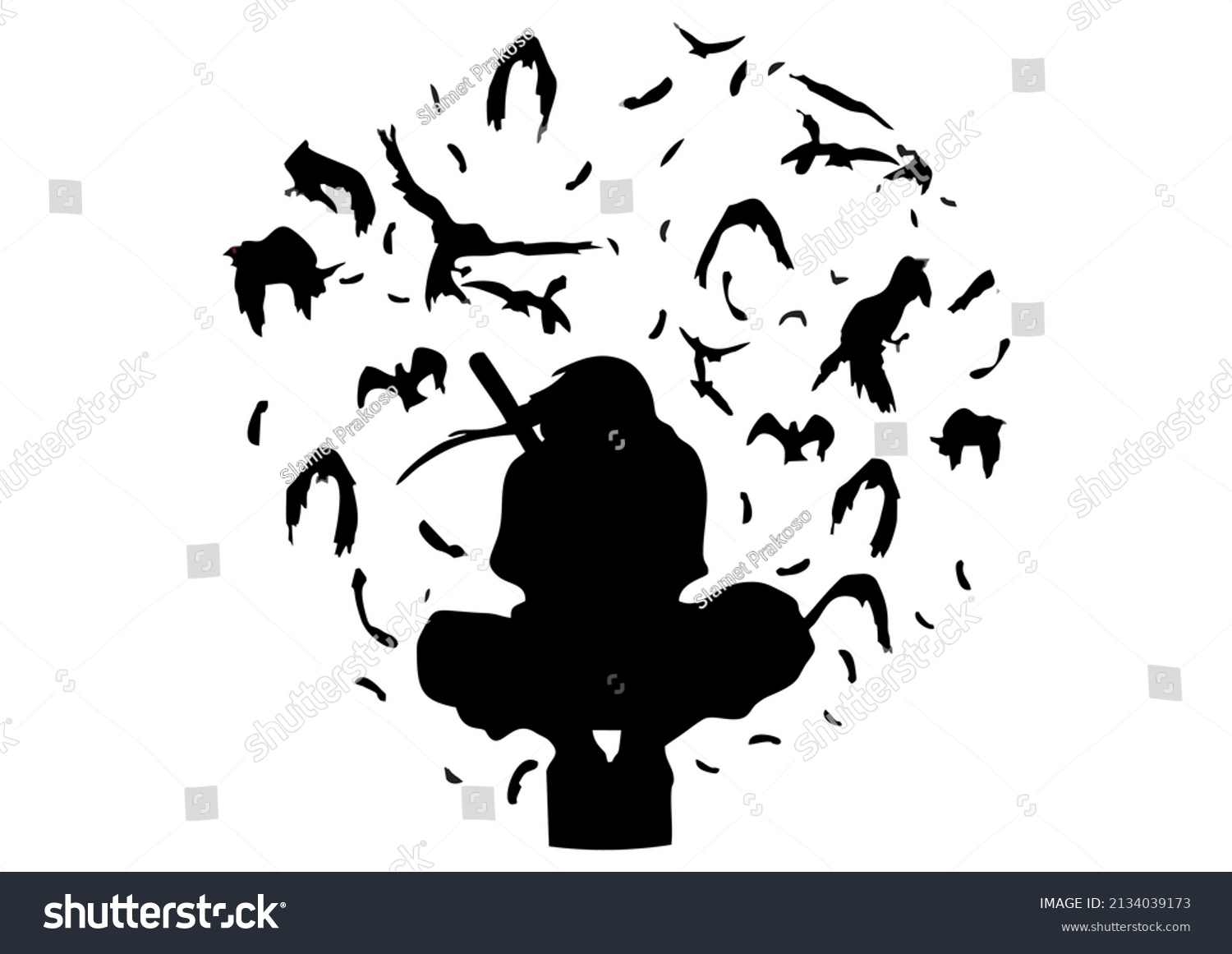 SVG of silhouette illustration of a man in anime style svg
