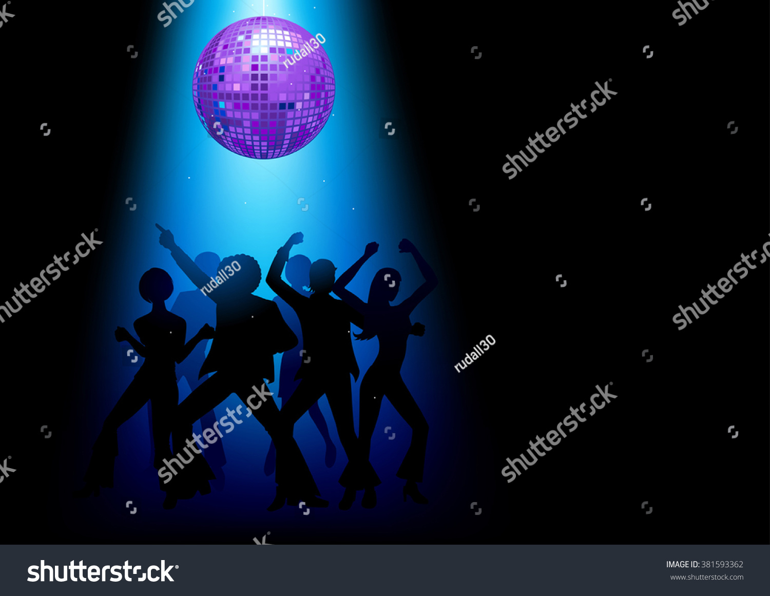 Silhouette Illustration Couples Disco Dancing On Stock Vector (Royalty ...