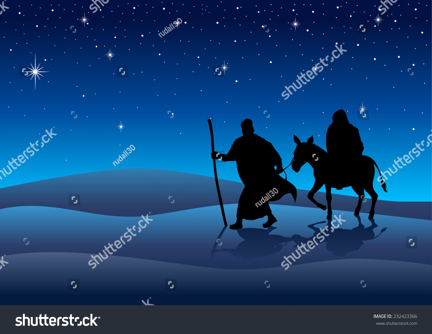 Silhouette Illustration Of Mary And Joseph, Journey To Bethlehem, For ...