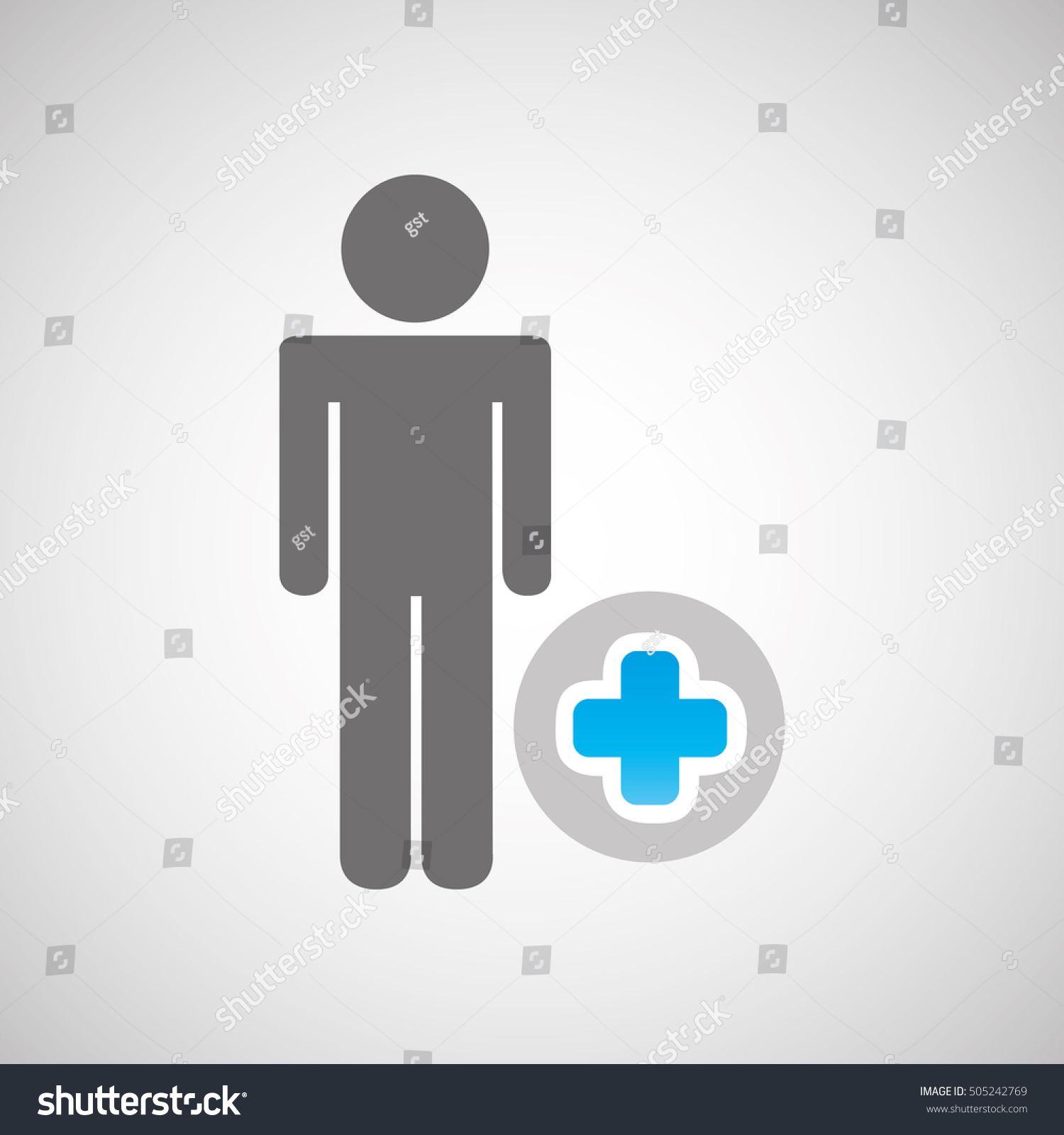 Silhouette Man Medical Symbol Cross Graphic Stock Vector (Royalty Free ...