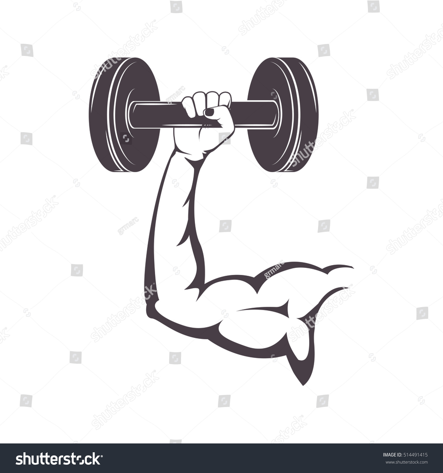 Silhouette Muscular Arm Holding Disc Weights Stock Vector (Royalty Free ...