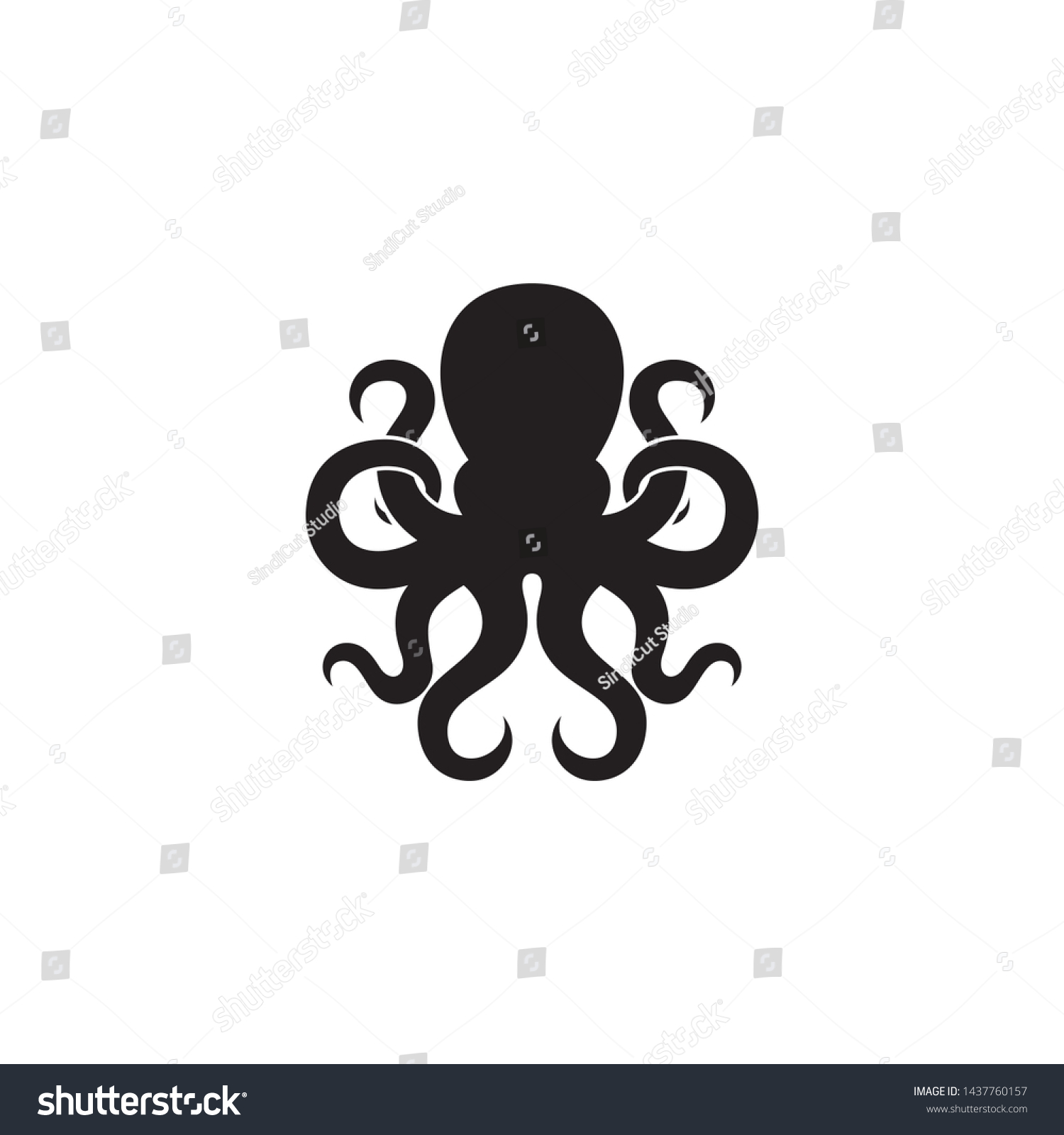 Silhouette Octopus Vector Template Octopus Vector Stock Vector (Royalty ...