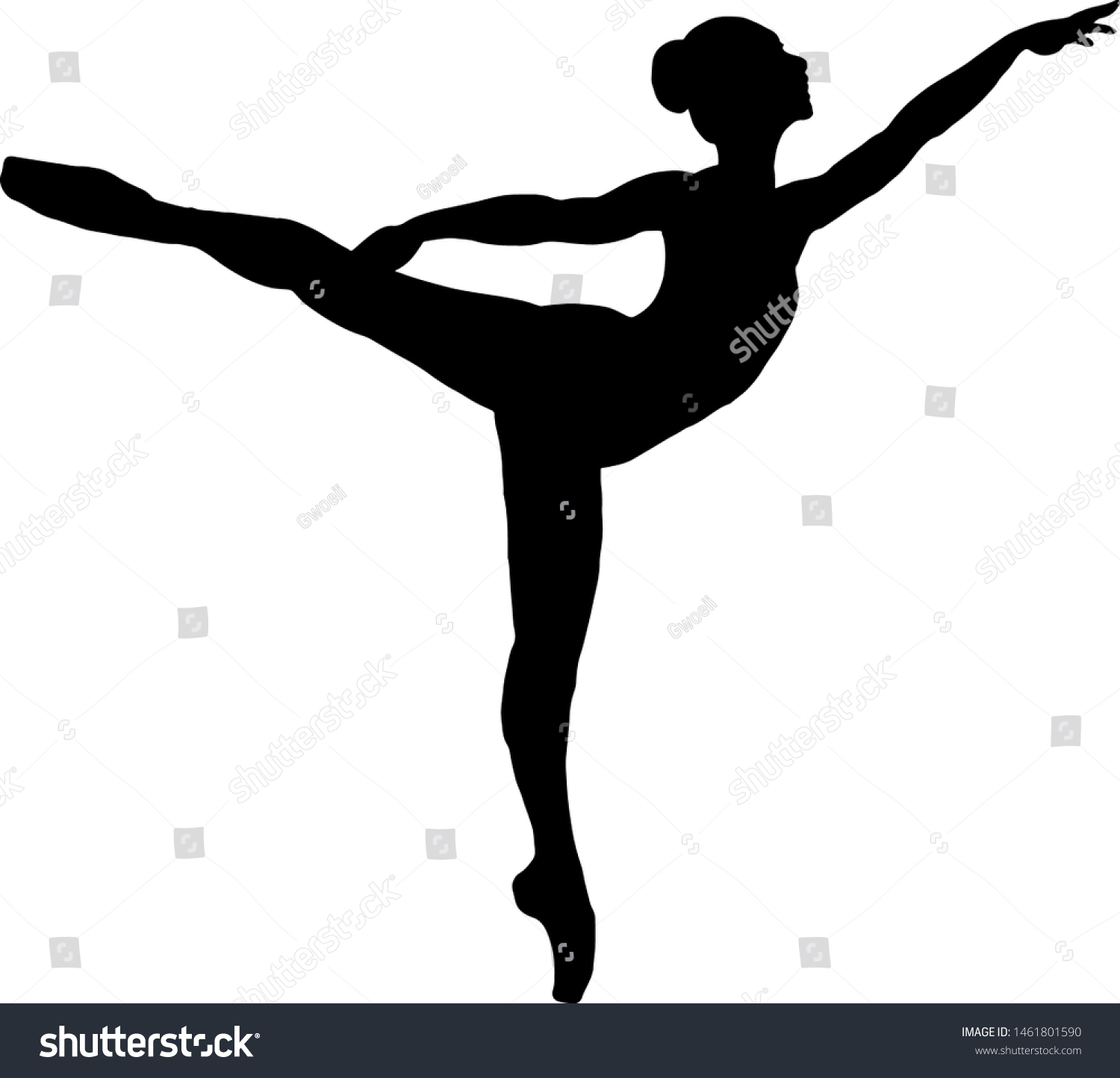 Silhouette Ballerina Maintaining Arabesque Ballet Posture Stock Vector Royalty Free