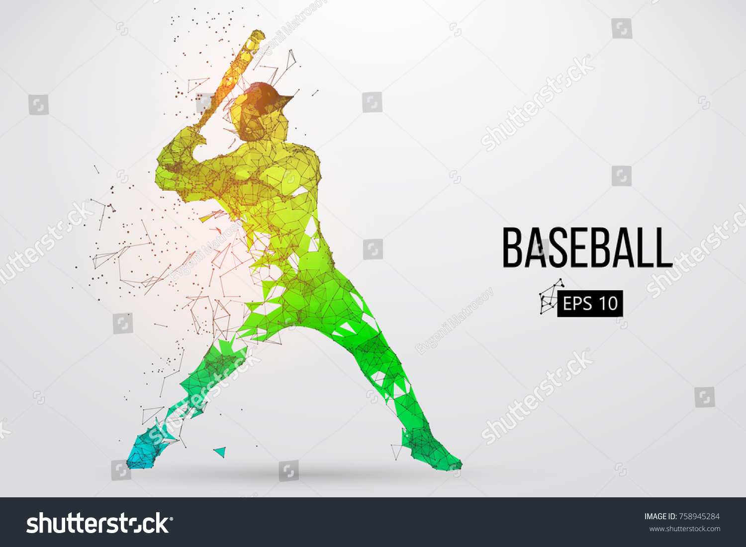 野球選手のシルエット 個別のレイヤー上のドット 線 三角形 テキスト 色の効果 背景は 1回のクリックで変更できます ベクターイラスト のベクター画像素材 ロイヤリティフリー