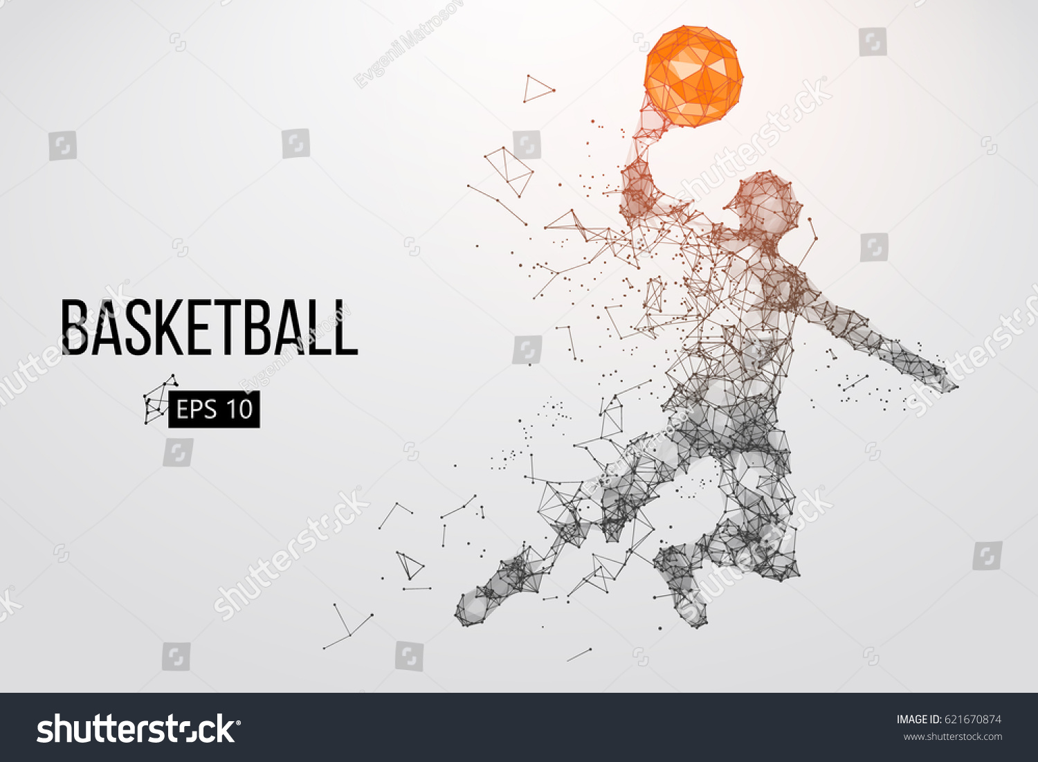 バスケットボール選手のシルエット 個別のレイヤー上のドット 線 三角形 テキスト 色の効果 背景は 1回のクリックで変更できます ベクターイラスト のベクター画像素材 ロイヤリティフリー