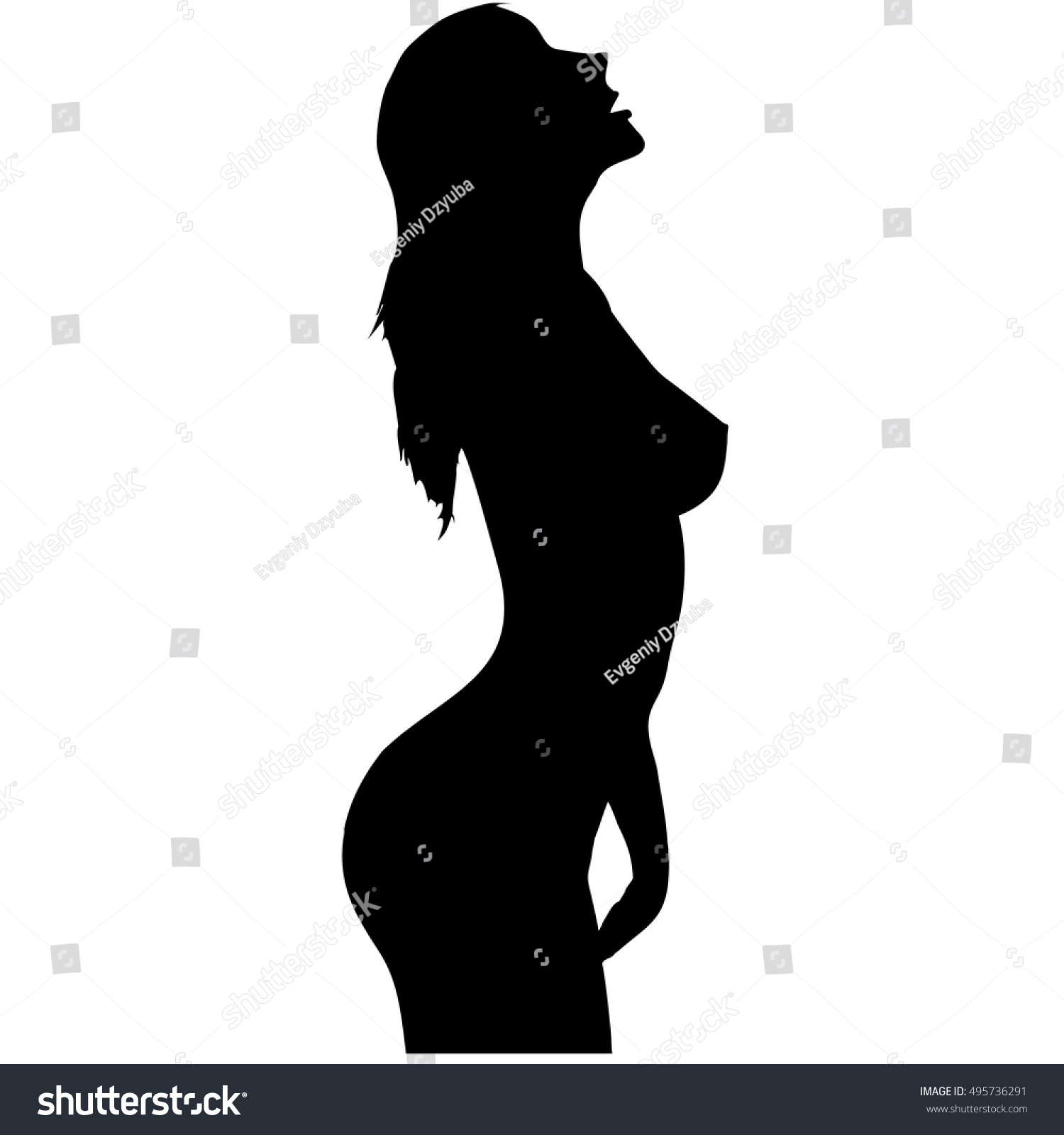 Black and white nude woman vectors Silhouette Beautiful Naked Girl Black White Stock Vector Royalty Free 495736291