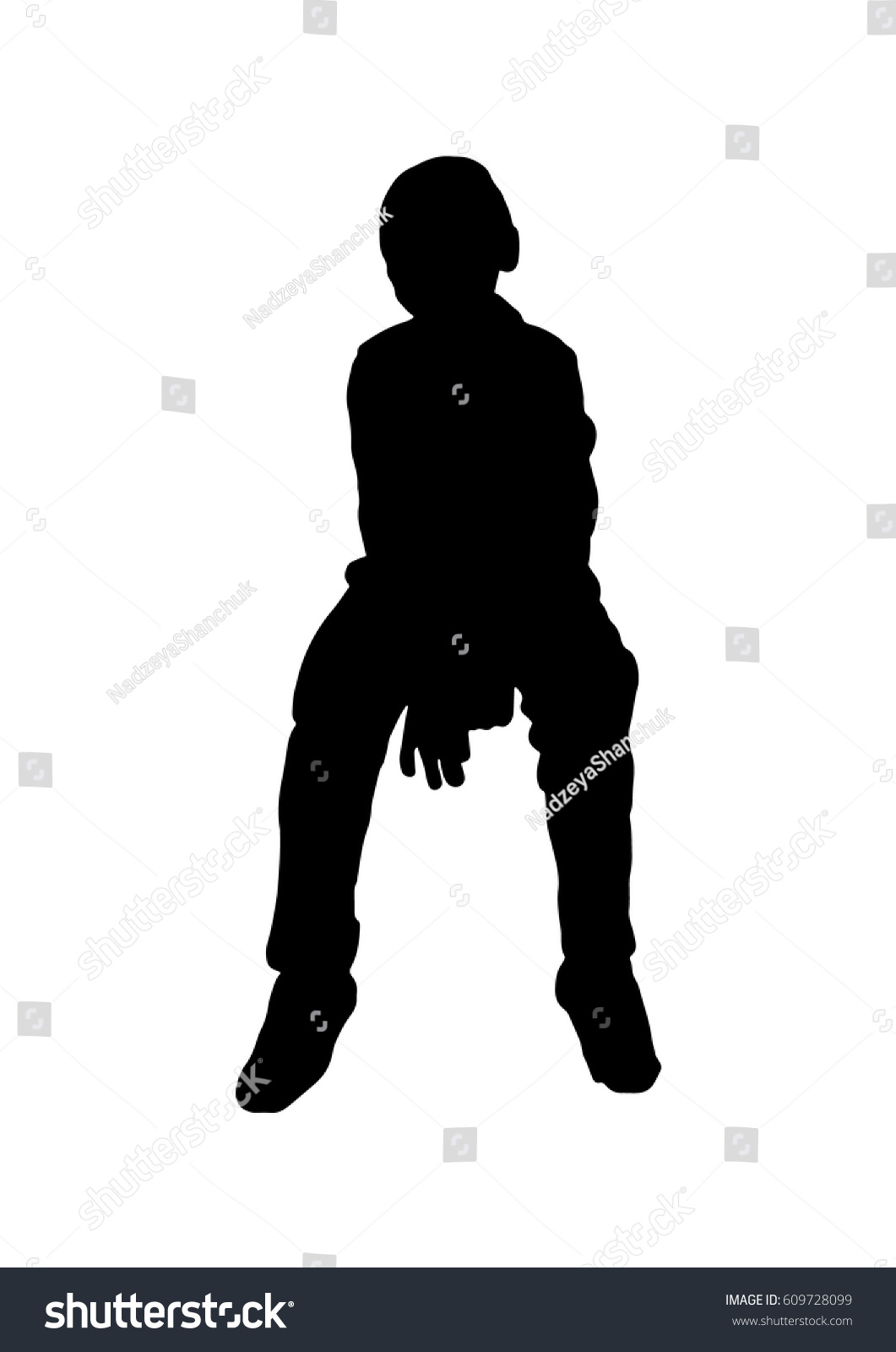 Silhouette Boy Sitting Relaxed Vector Black Stock Vector 609728099 ...