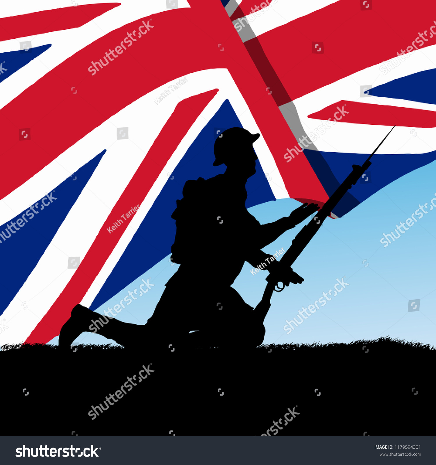 Silhouette British United Kingdom Soldier World Stock Vector (Royalty ...