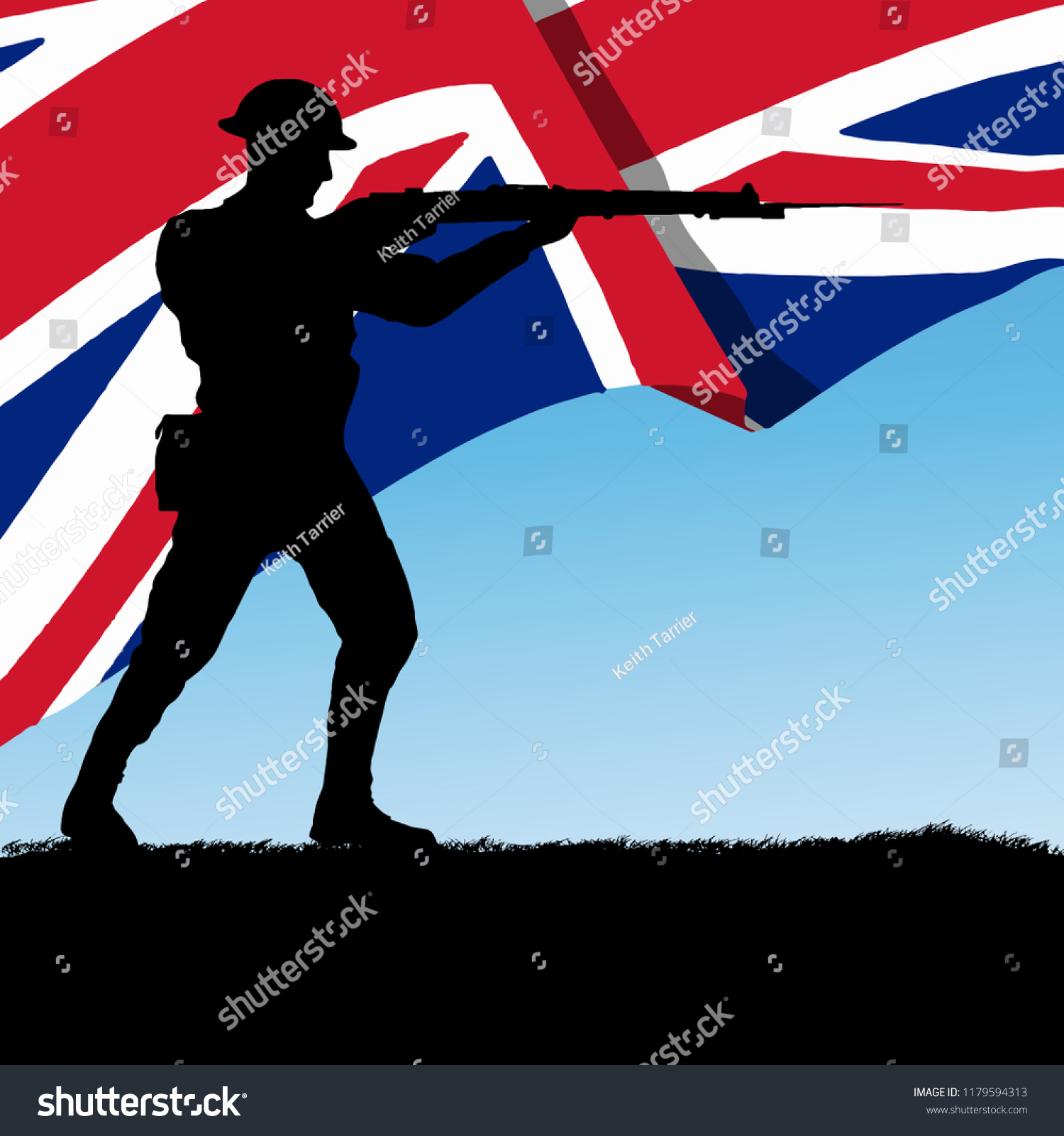 Silhouette British United Kingdom Soldier World Stock Vector (Royalty ...