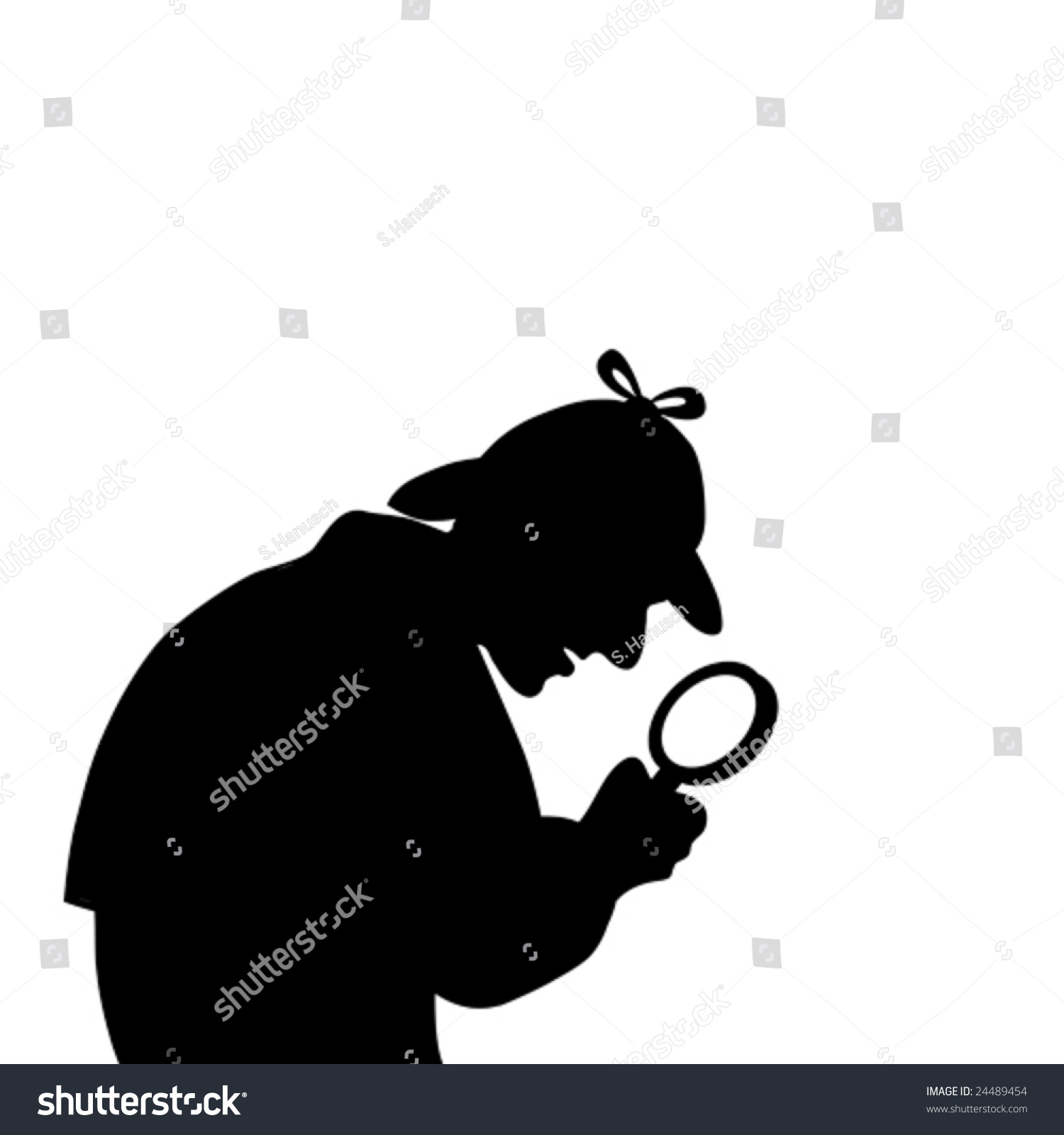 Silhouette Of A Detective With Magnifying Glass Stock Vector ...