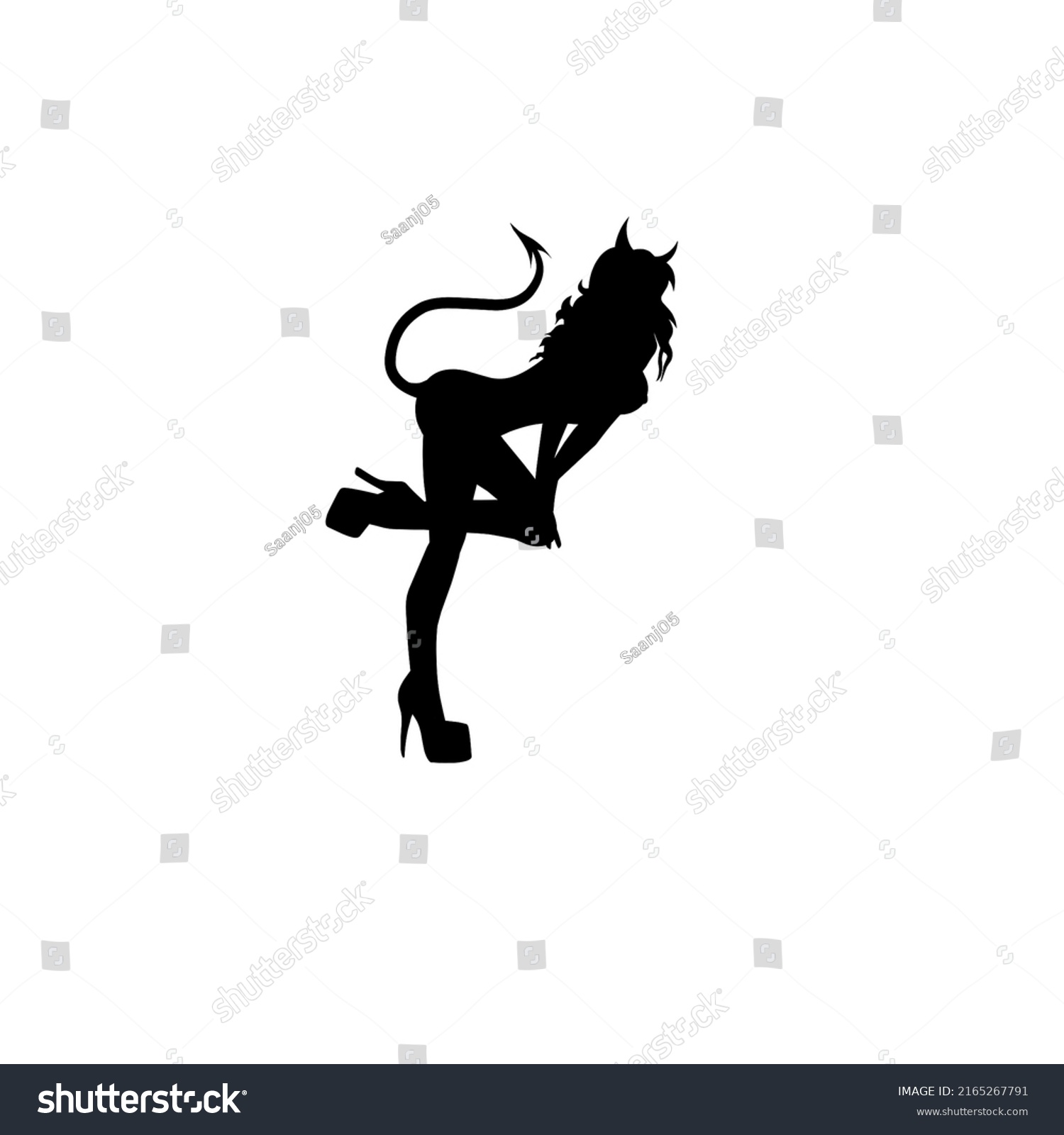 Silhouette Devil Girl Isolated On White Stock Vector Royalty Free 2165267791 Shutterstock