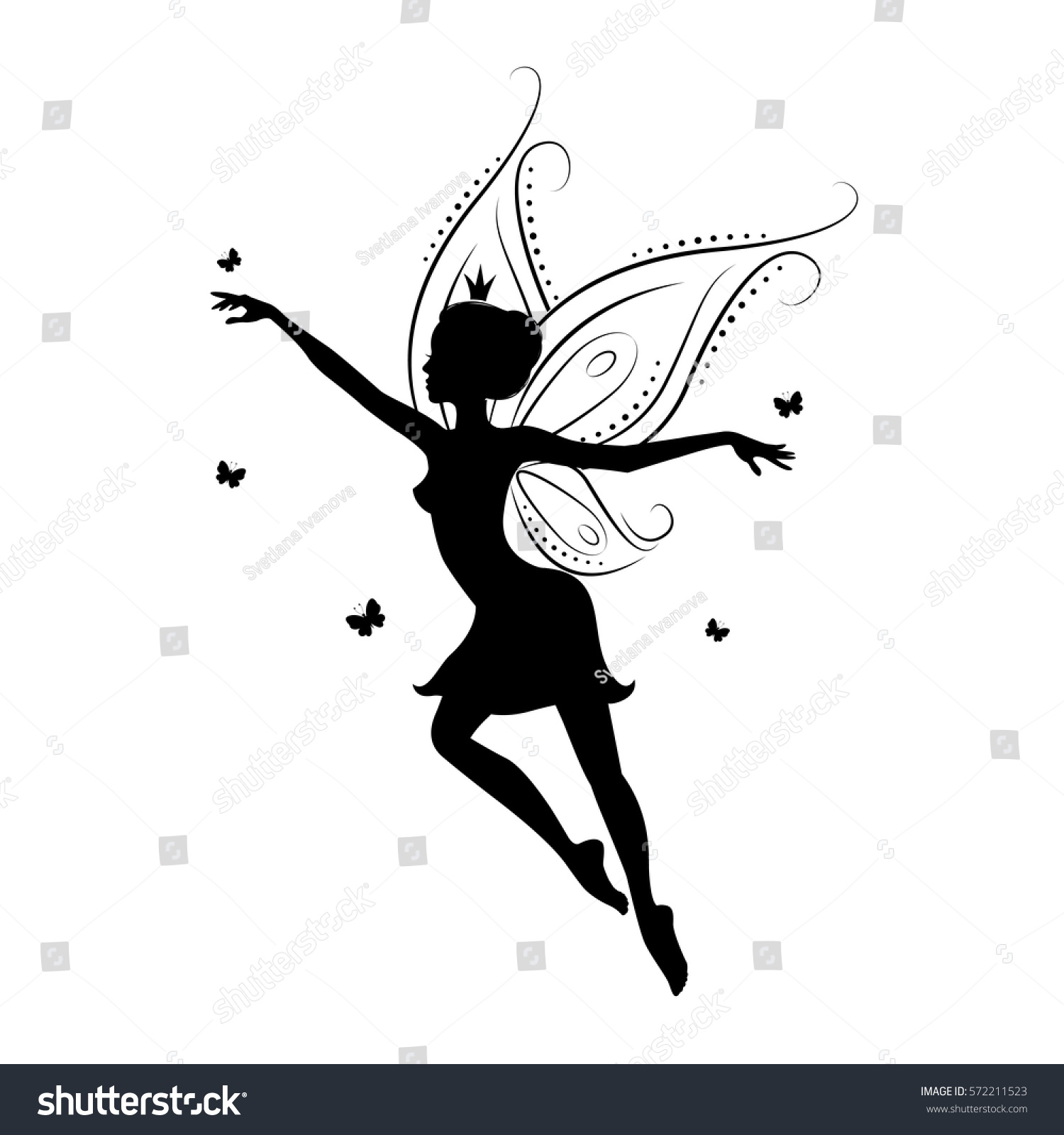 Silhouette Fairy Template Fairy Cut Laser Stock Vector 572211523 ...