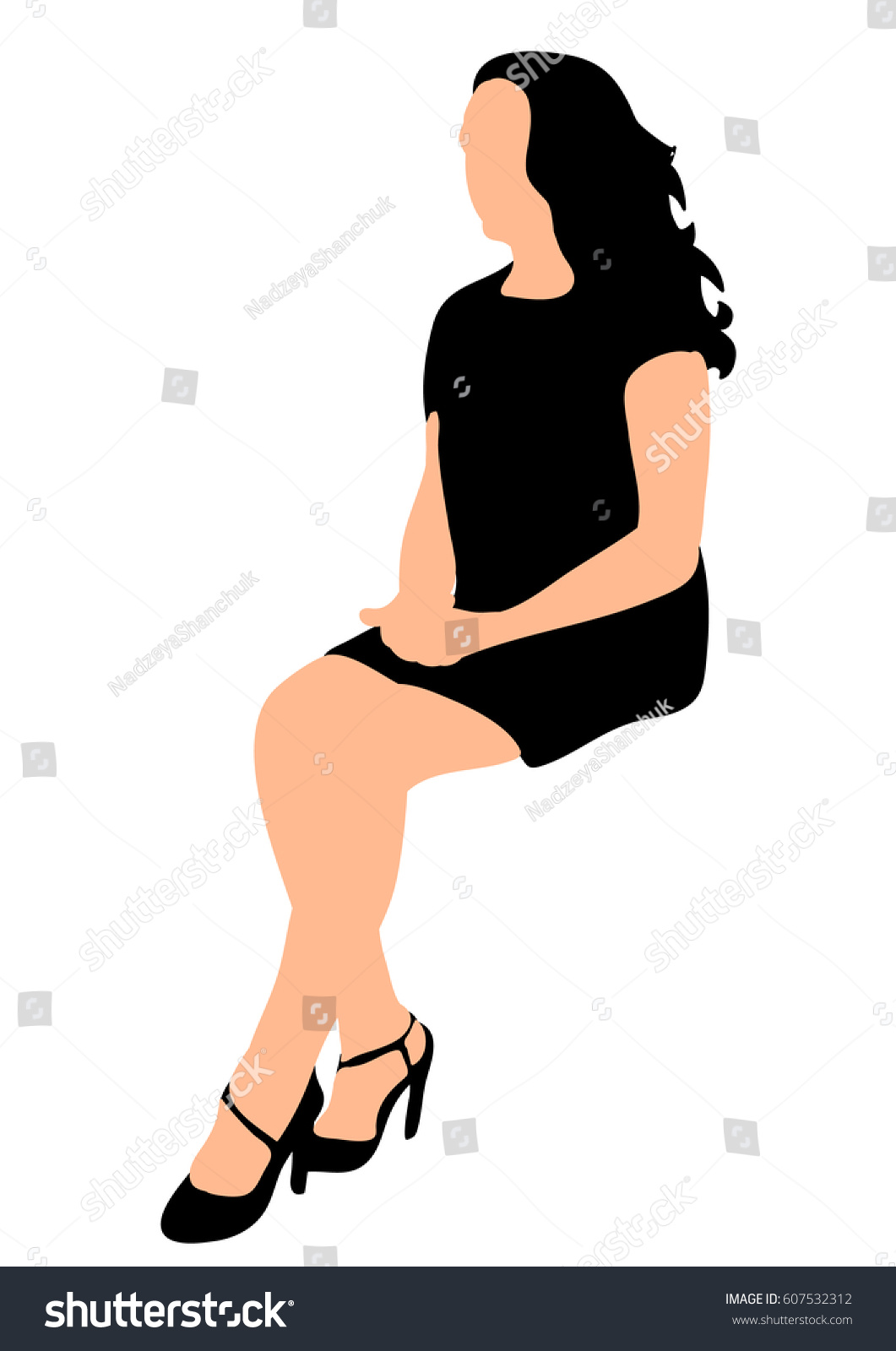 Vektor Stok Silhouette Girl Sideways Sitting Tanpa Royalti 607532312 Shutterstock 3562