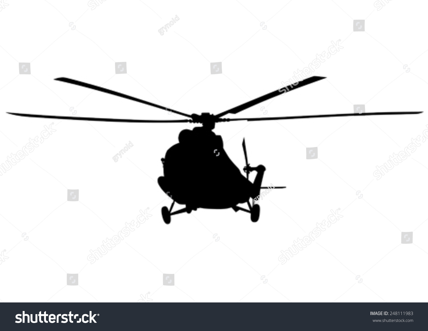 Silhouette Large Helicopter On White Background Stock Vector 248111983 ...