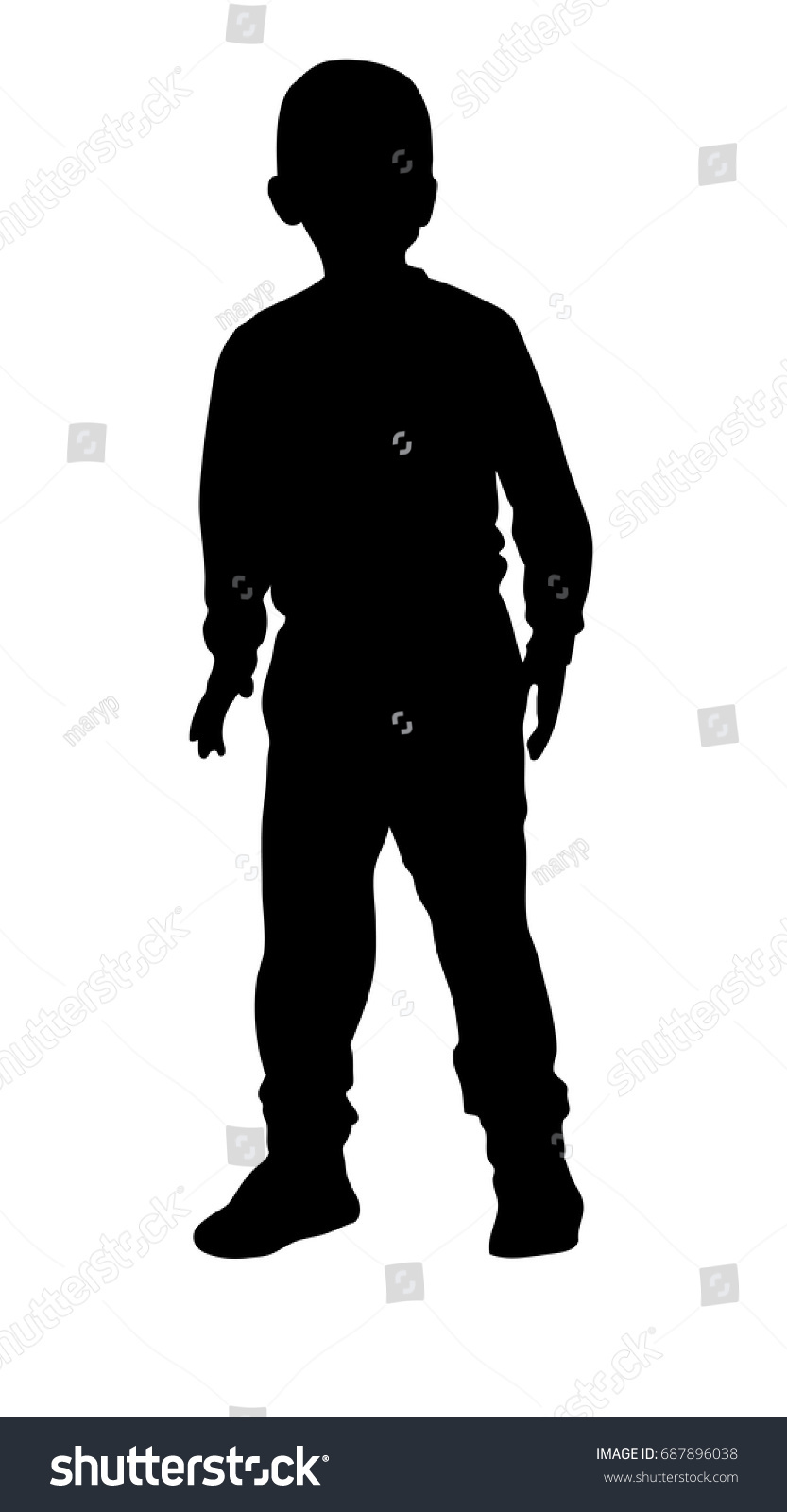 Silhouette Little Boy Stock Vector (Royalty Free) 687896038