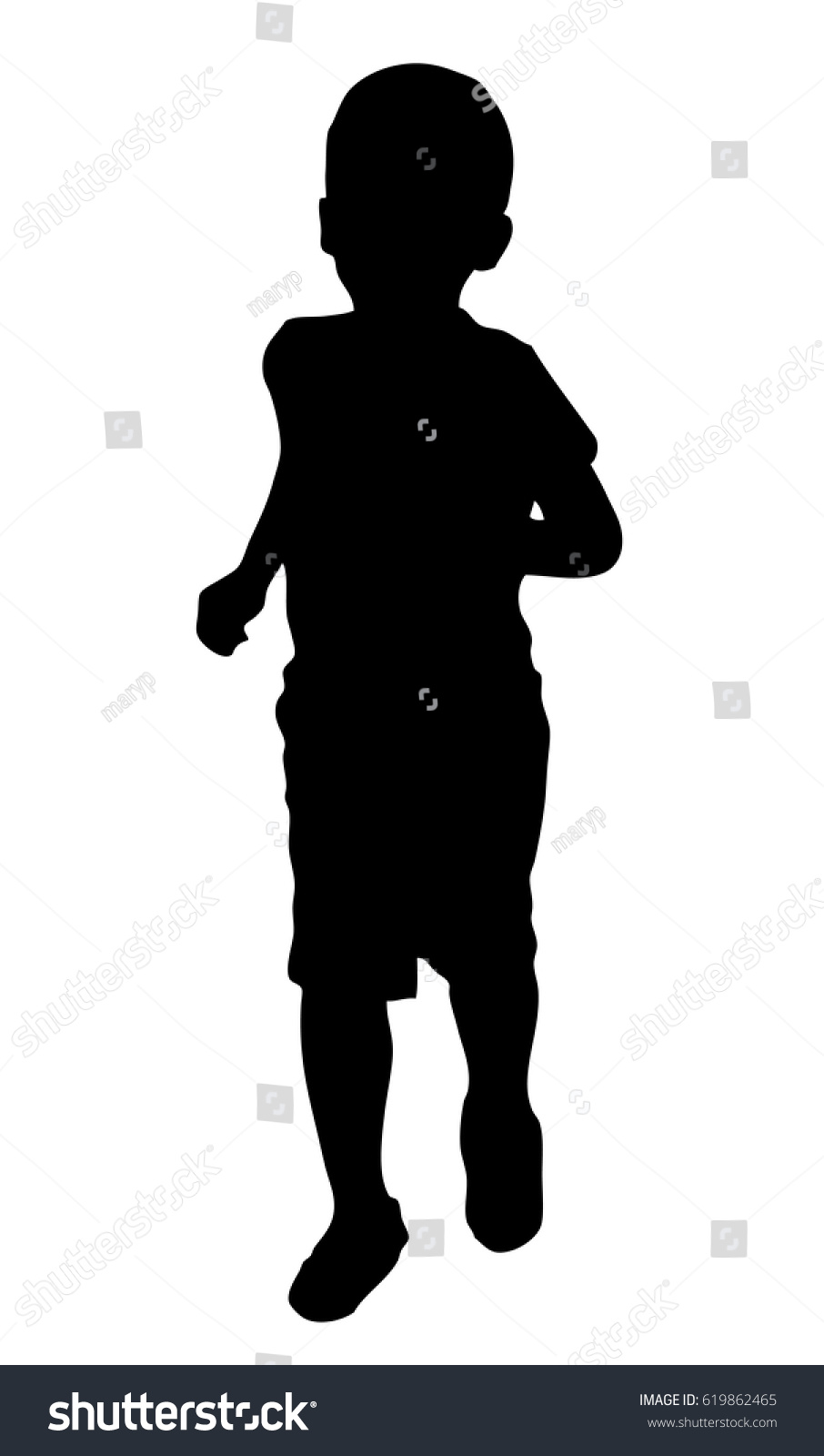 Download Silhouette Little Boy Running Stock Vector 619862465 ...