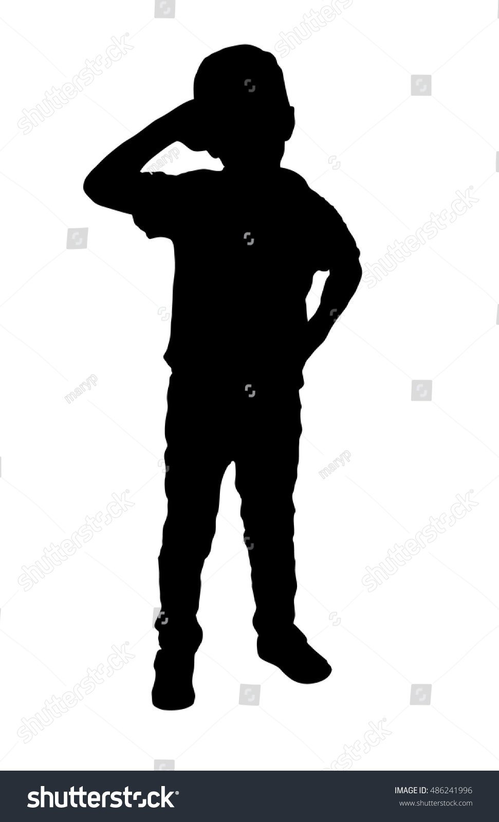 Download Silhouette Little Boy Saluting Stock Vector 486241996 - Shutterstock