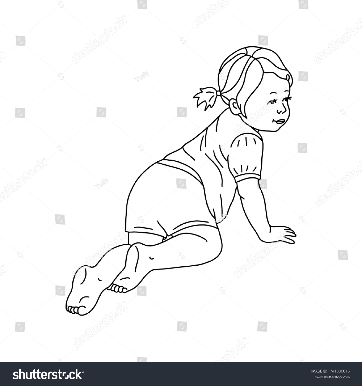 Silhouette Little Girl On White Background Stock Vector (Royalty Free ...