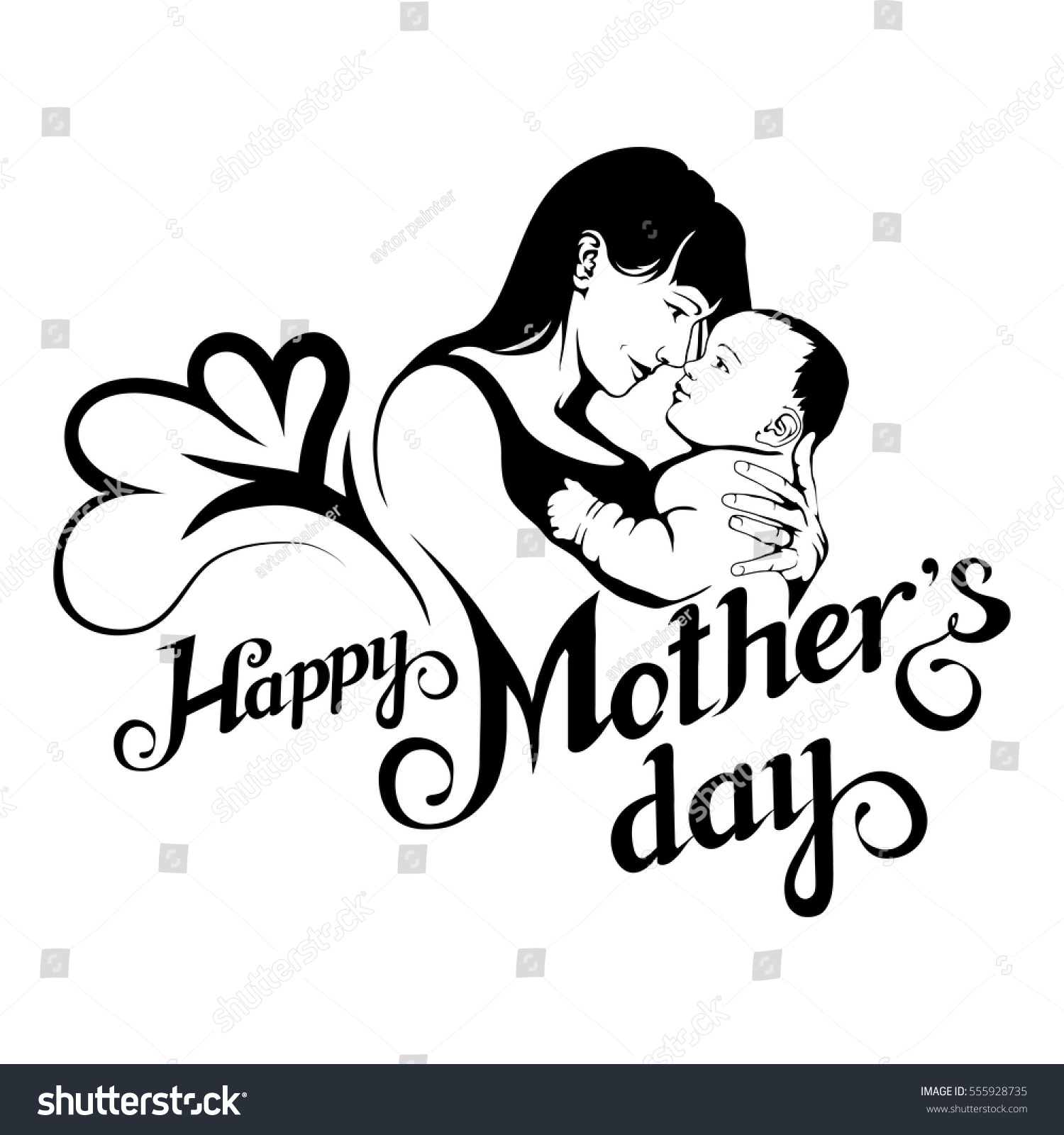 Download Silhouette Mother Her Child Mothers Day Stock Vector ...