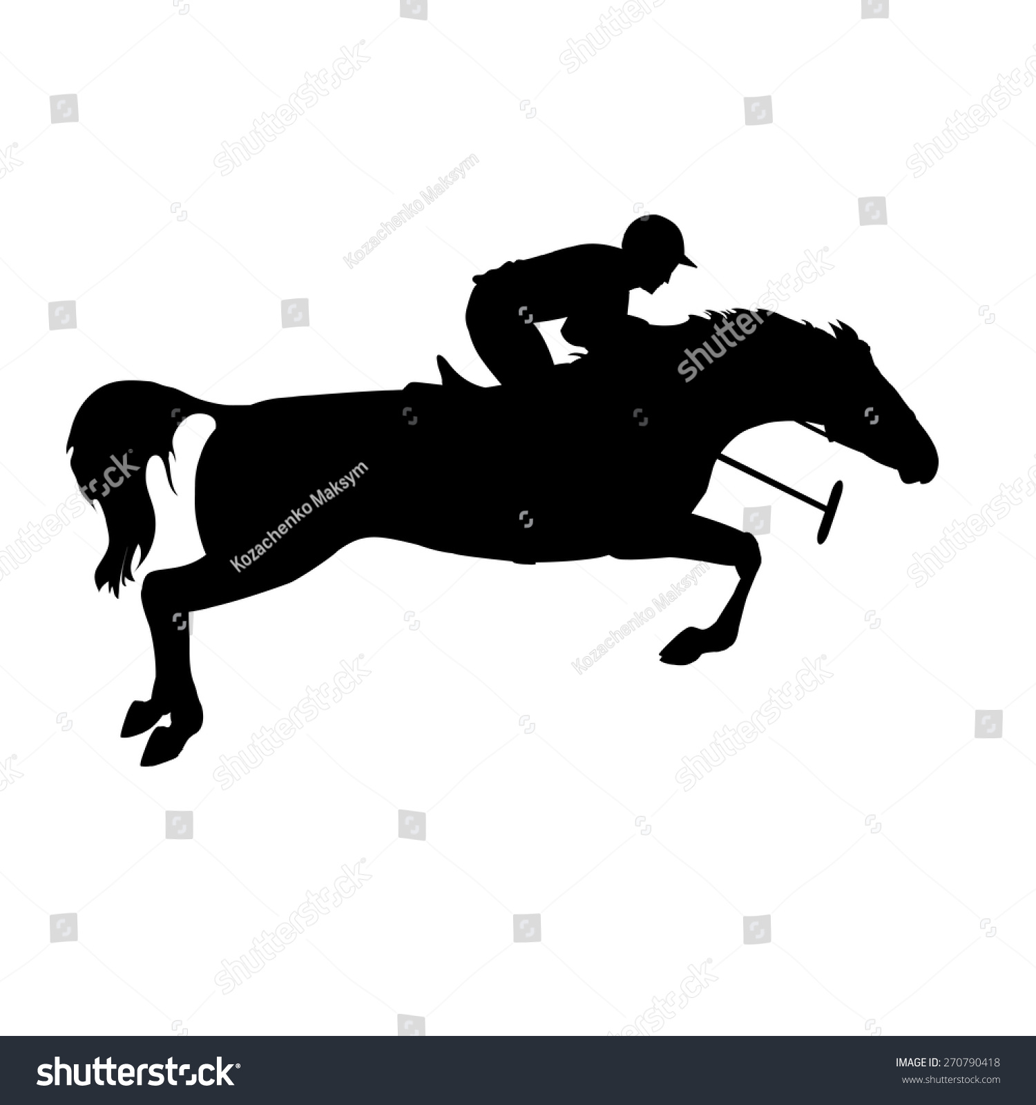 Silhouette Of A Polo Player With Horse. Polo Player On Isolated ...