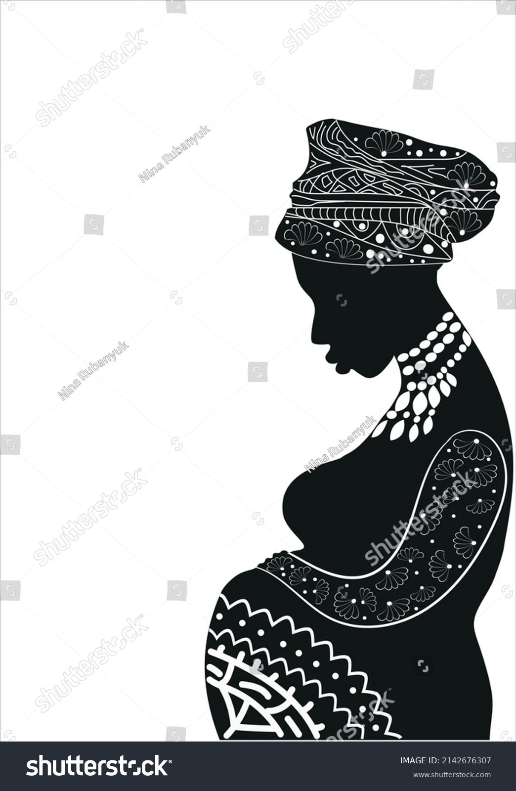 Silhouette Pregnant African Woman Profile She Stock Vector (Royalty ...