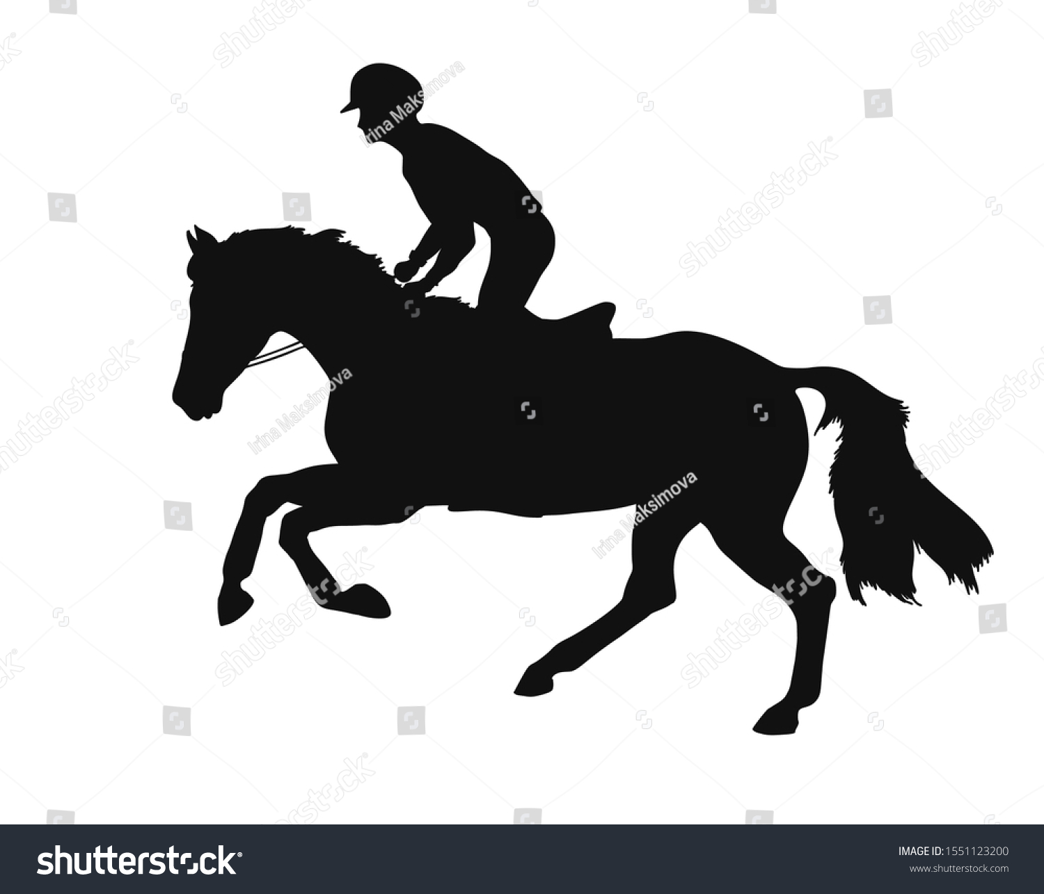 Silhouette Racing Horse Rider Line Illustration Stock Vector (Royalty ...