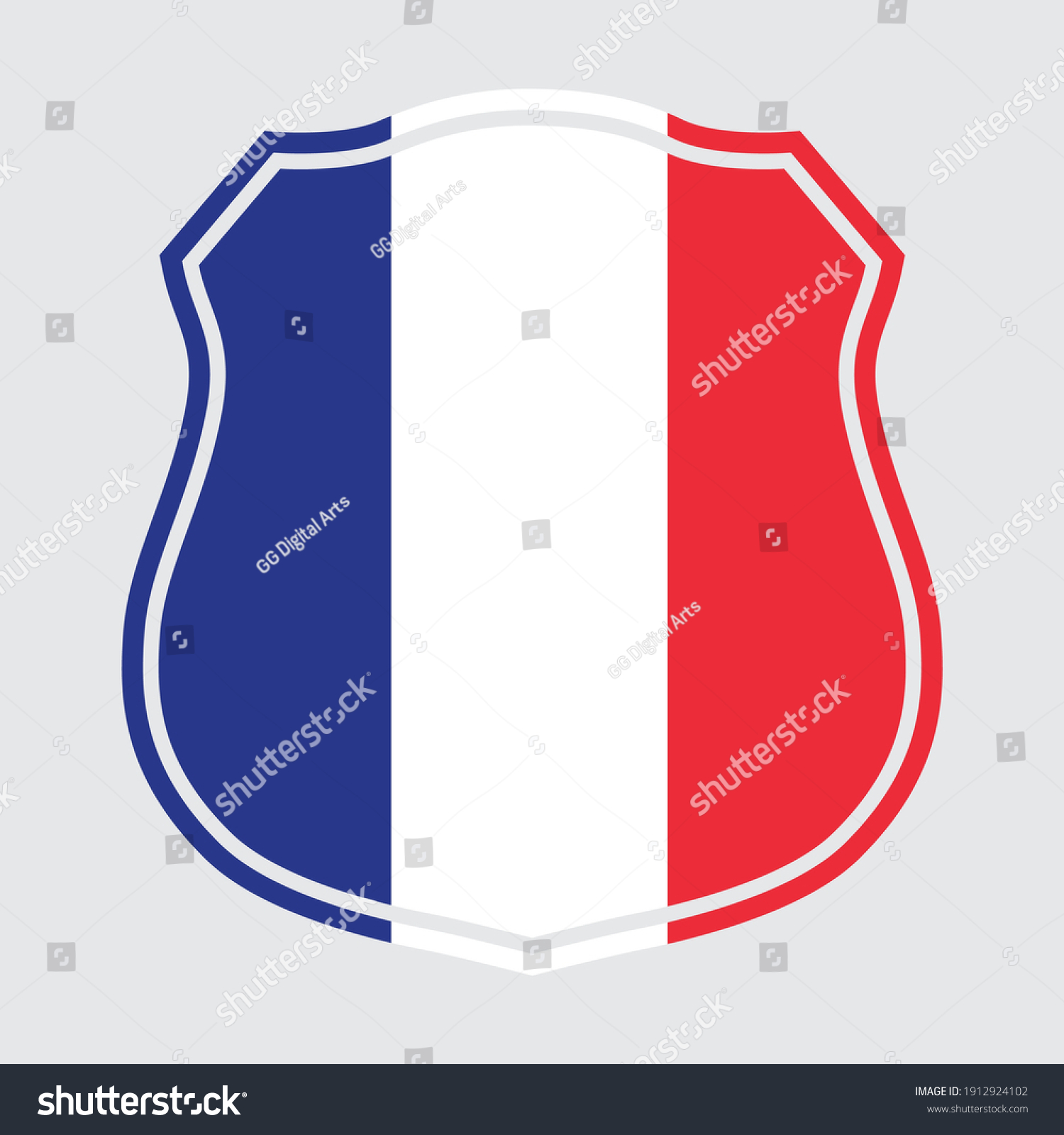 SVG of Silhouette of a shield with French flag. svg