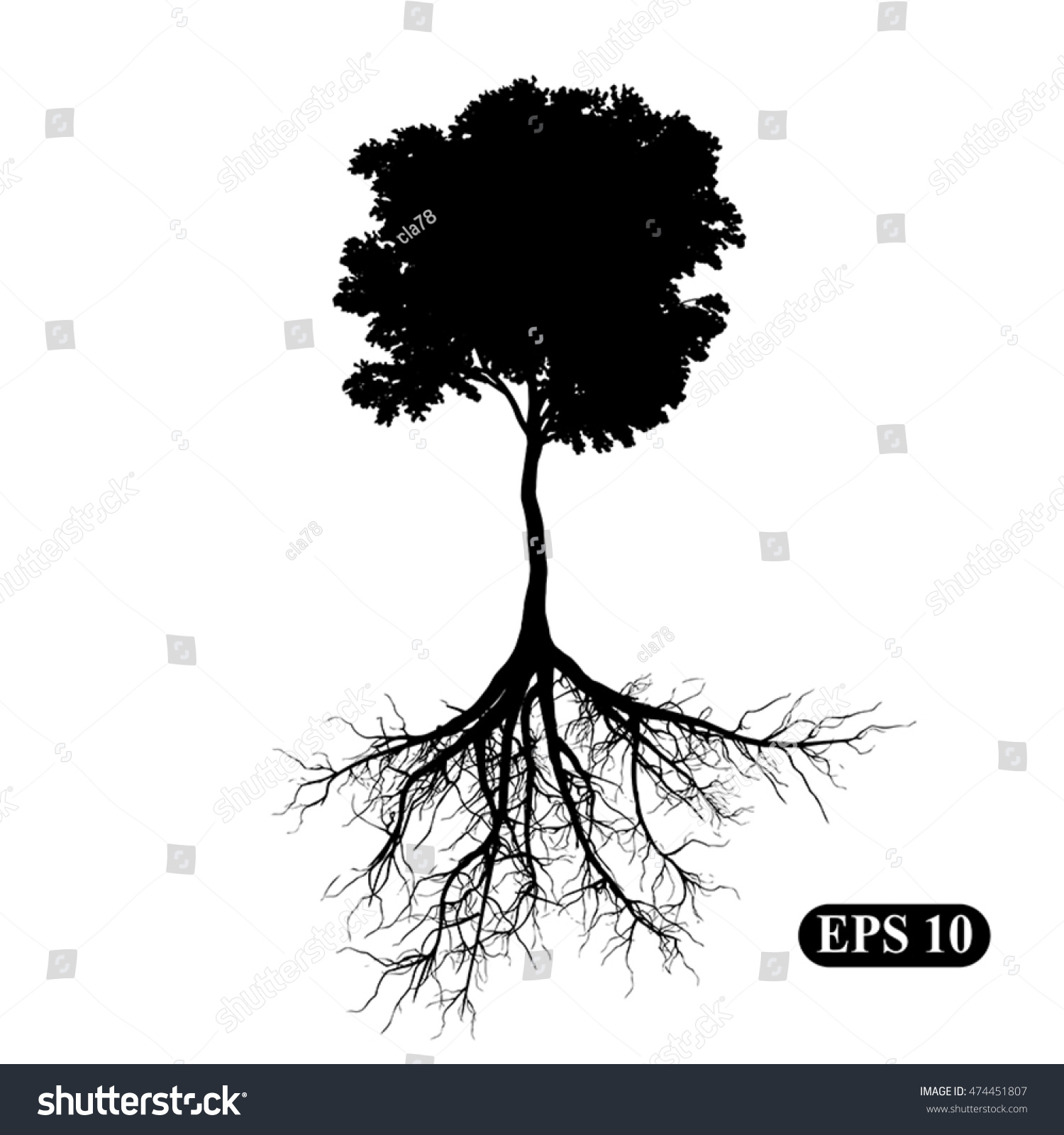 Silhouette Tree Roots Illustration Vector Eps Stock Vector 474451807 ...