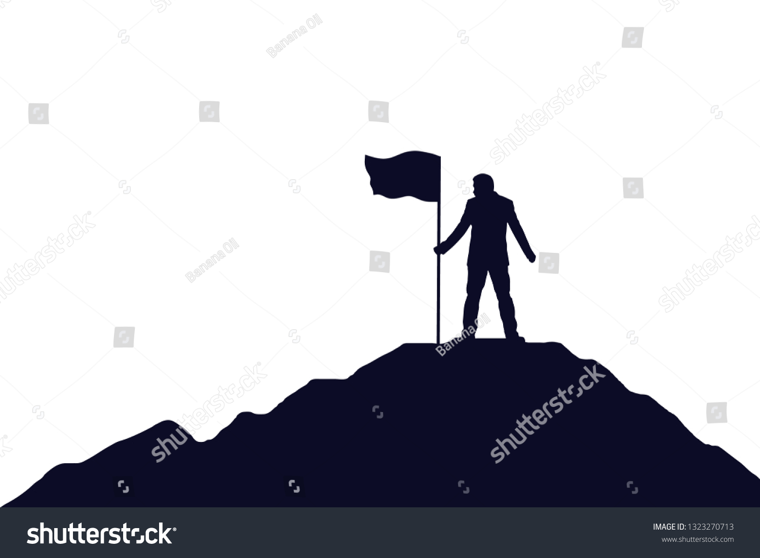 Silhouette Achievement Businessman Flag On Top Stock Vector (Royalty ...