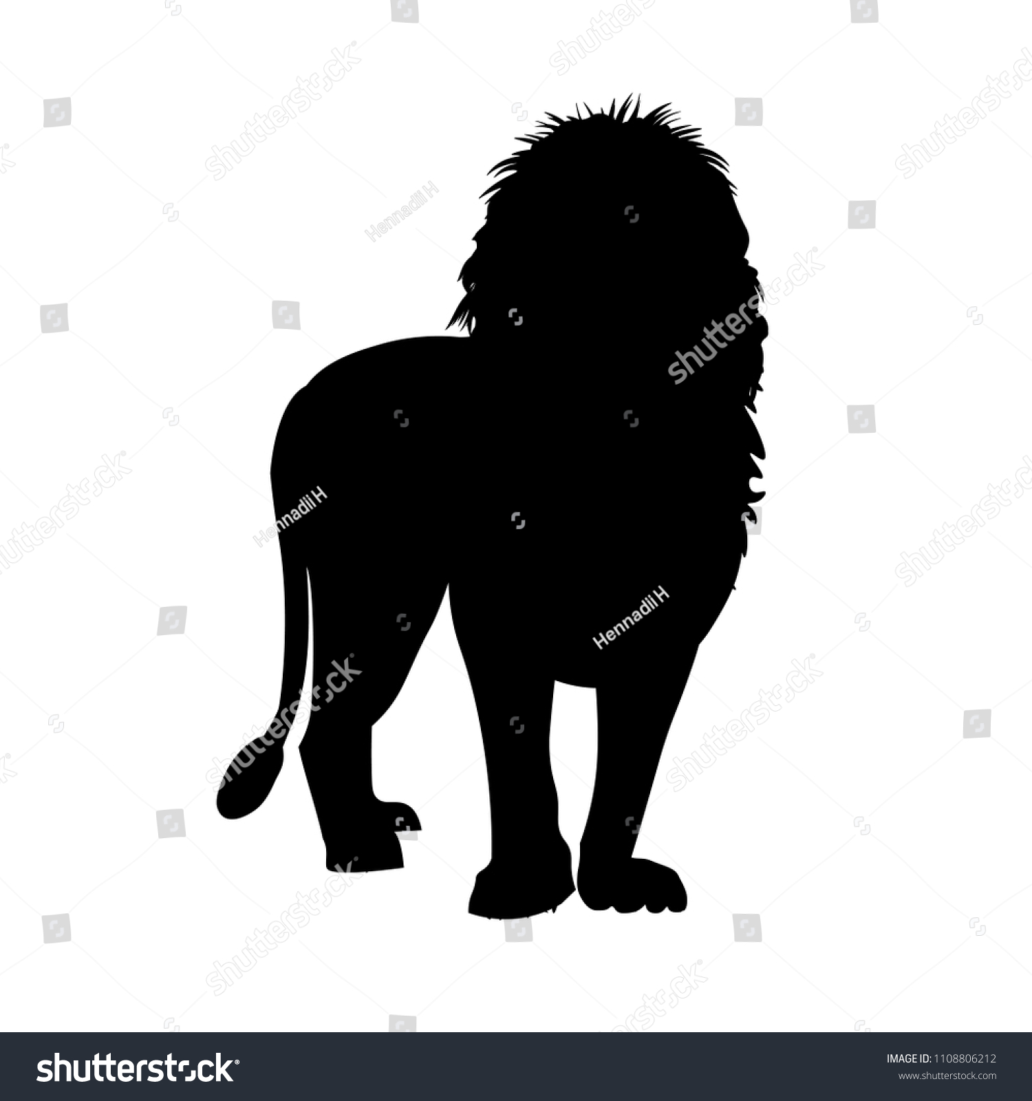 Silhouette African Lion Standing Front Vector Stock Vector (Royalty ...