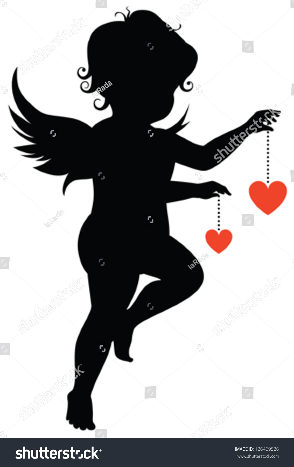 Silhouette Angel Hearts Stock Vector 126469526 - Shutterstock