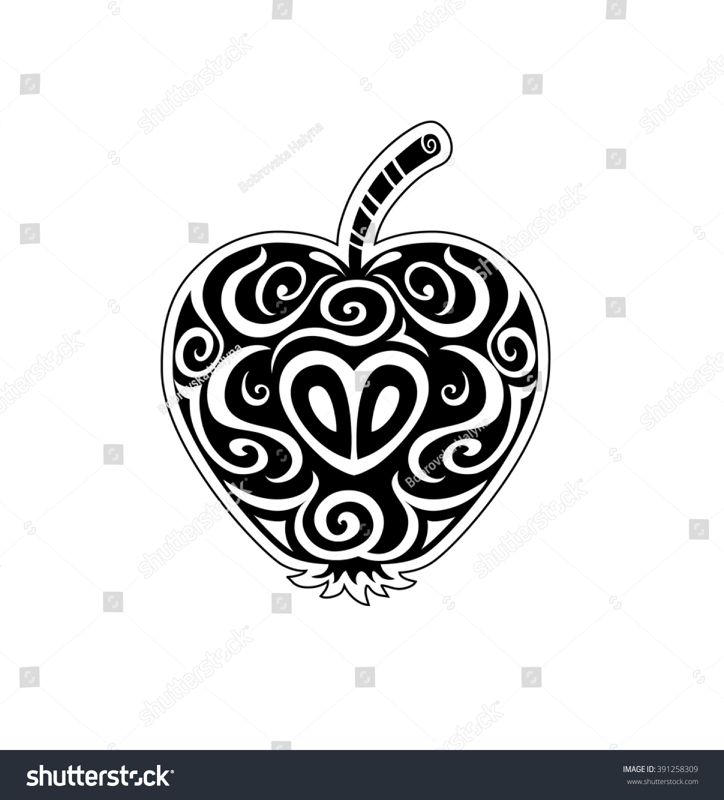 Silhouette Apple Ornaments Celtic Style Blackwhite のベクター画像素材 ロイヤリティフリー