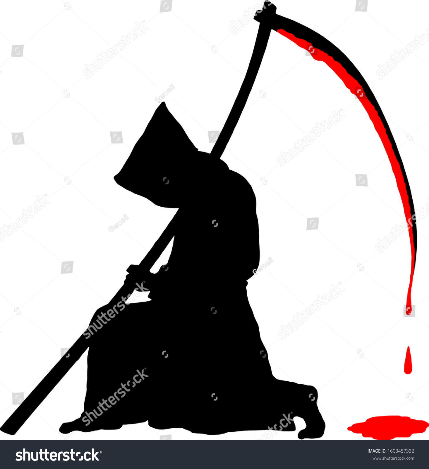 Vektor Stok Silhouette Eerie Grim Reaper His Deadly Tanpa Royalti 1603457332 Shutterstock 9550