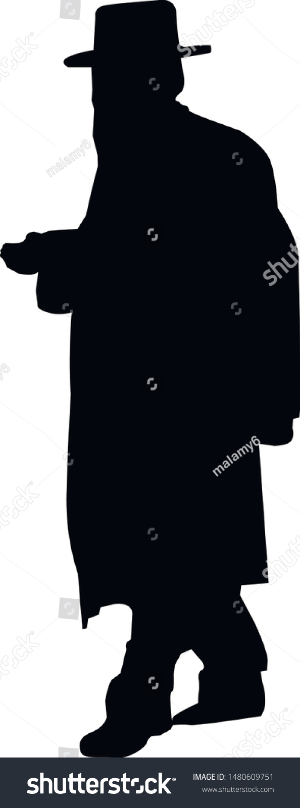 Silhouette Elderly Jewish Man Hat Religious Stock Vector (Royalty Free ...