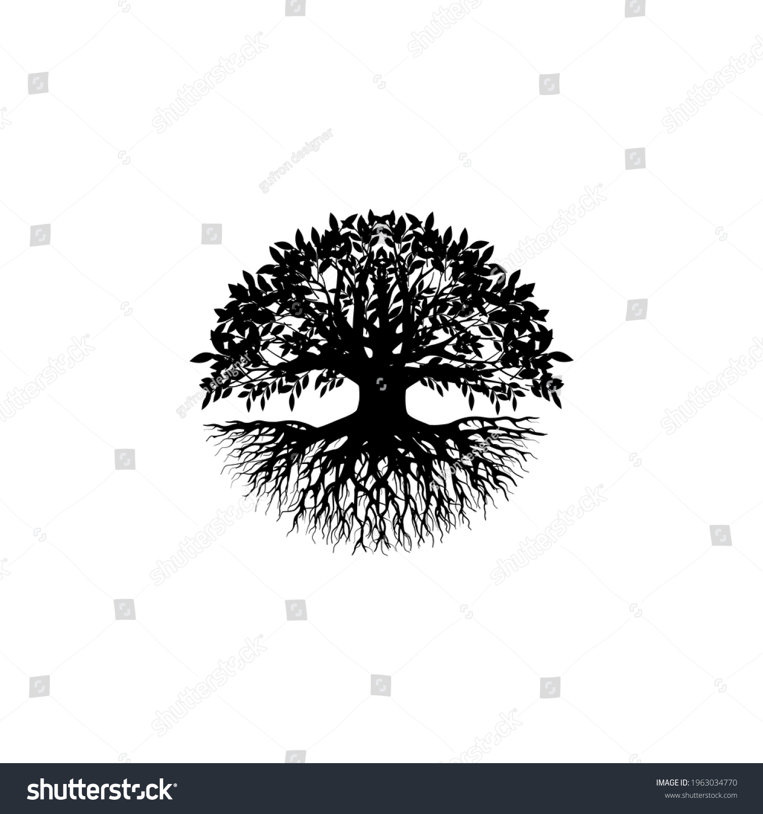 Silhouette Isolated Rooted Mangrove Tree On Stock Vector (Royalty Free ...