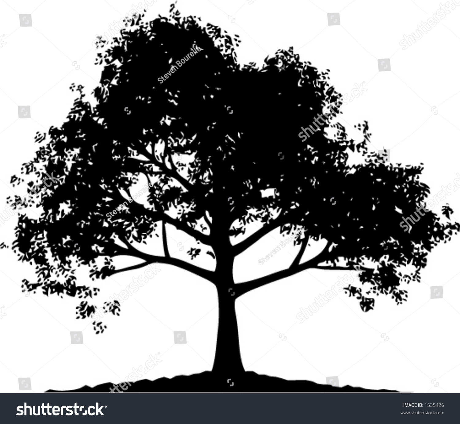 Silhouette Oak Tree Stock Vector 1535426 - Shutterstock