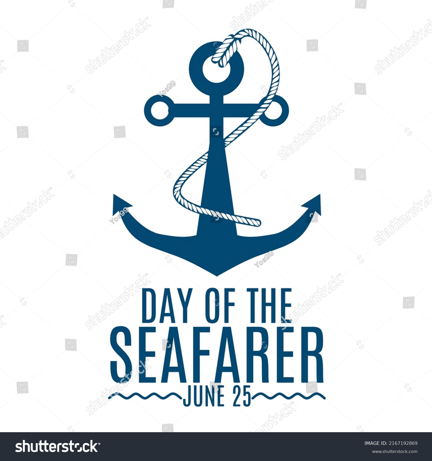 Silhouette Anchor Rope Perfect Seafarer Day Stock Vector (Royalty Free ...