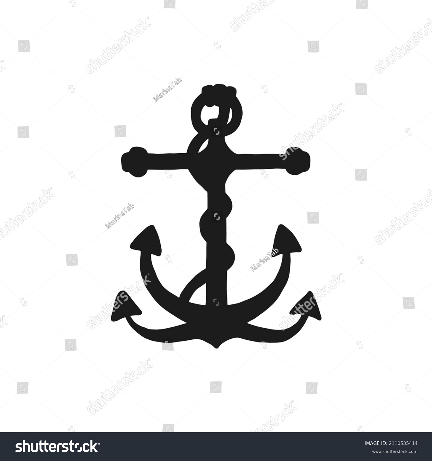 Silhouette Anchor Rope Vector Black White Stock Vector (Royalty Free ...