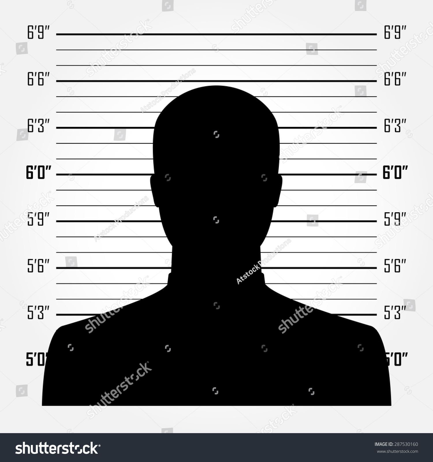 Silhouette Anonymous Man Mugshot Police Lineup Stock Vector 287530160 ...