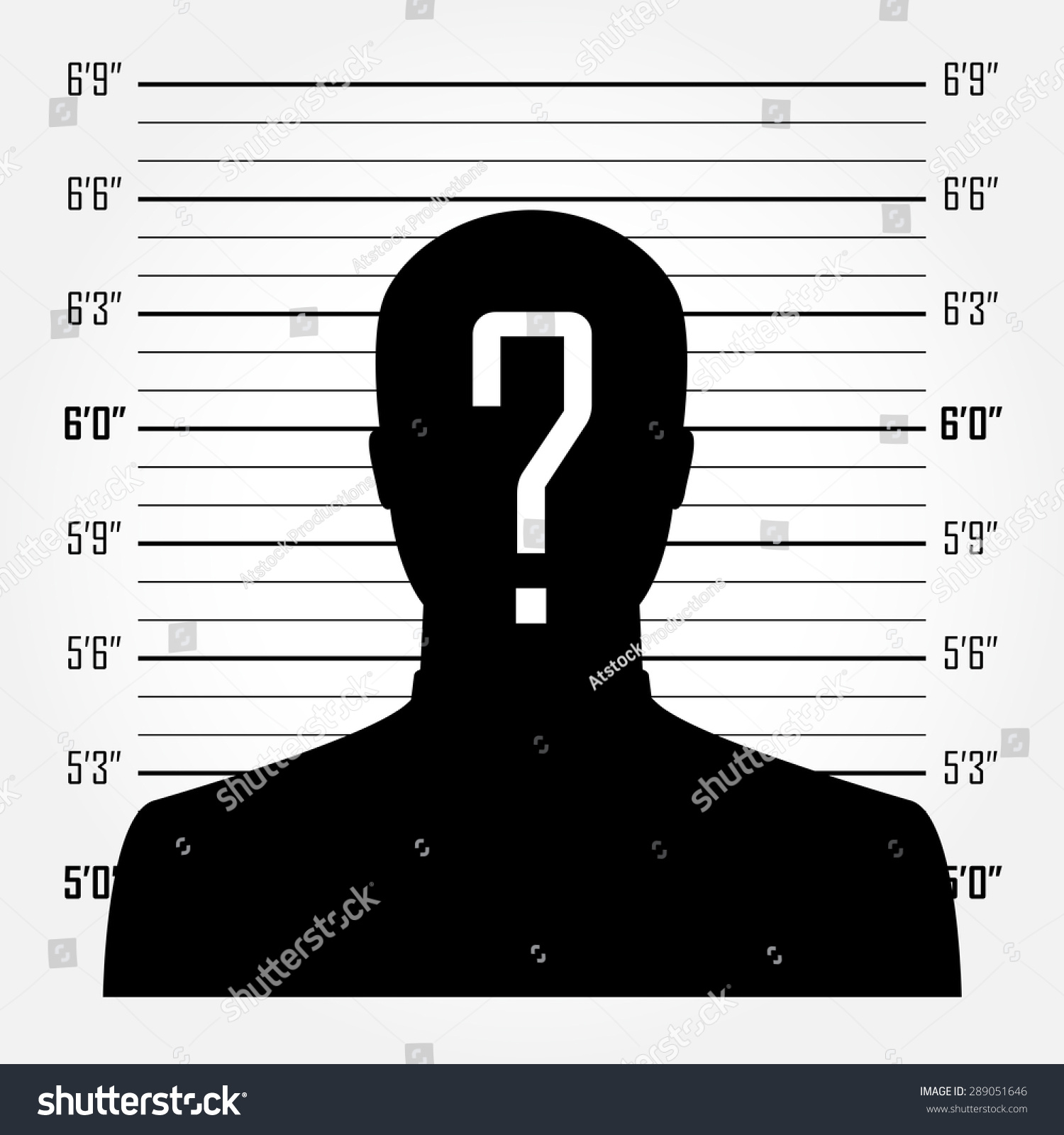 Silhouette Of Anonymous Man With Question Mark In Mugshot Or Police ...