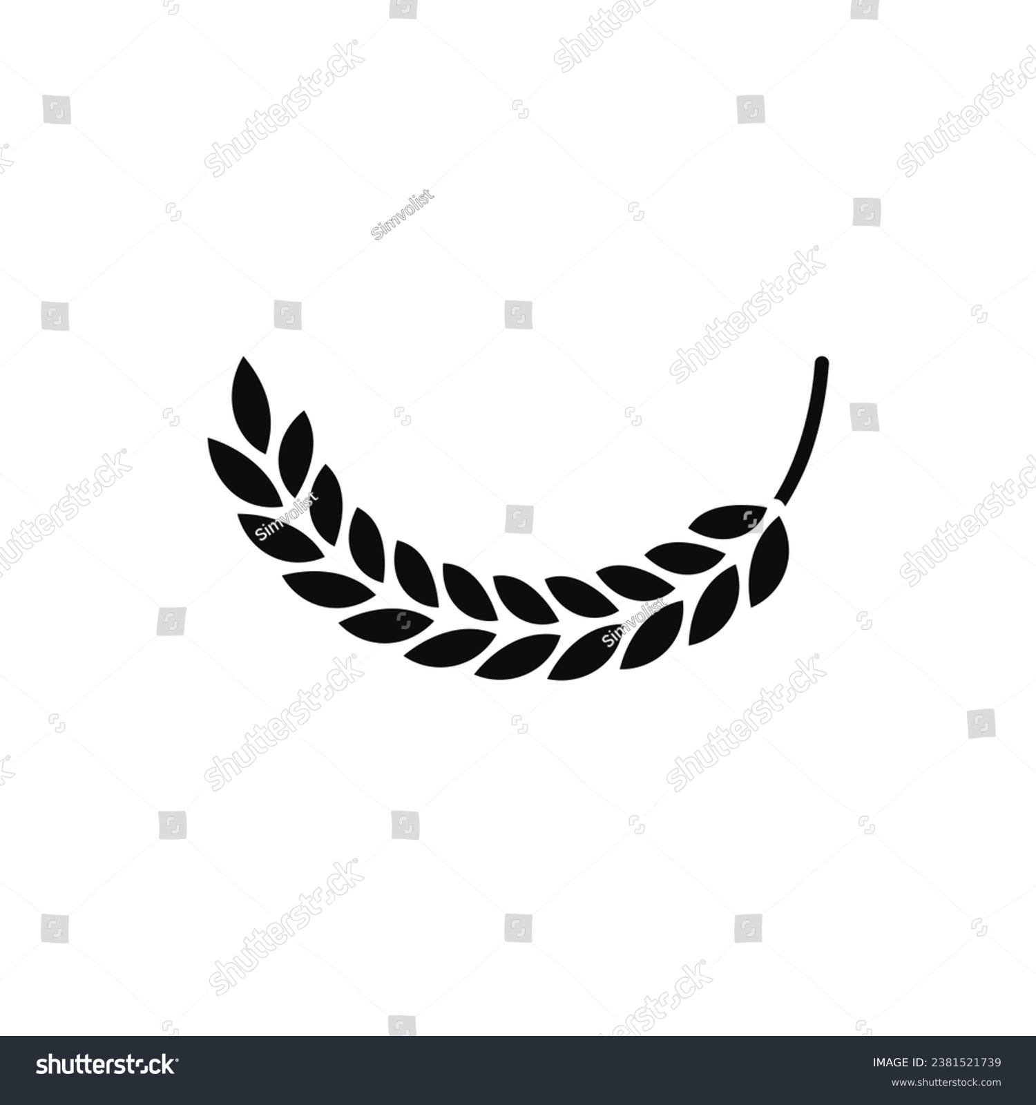 SVG of Silhouette of bent spikelet. A semicircular curved shape. svg