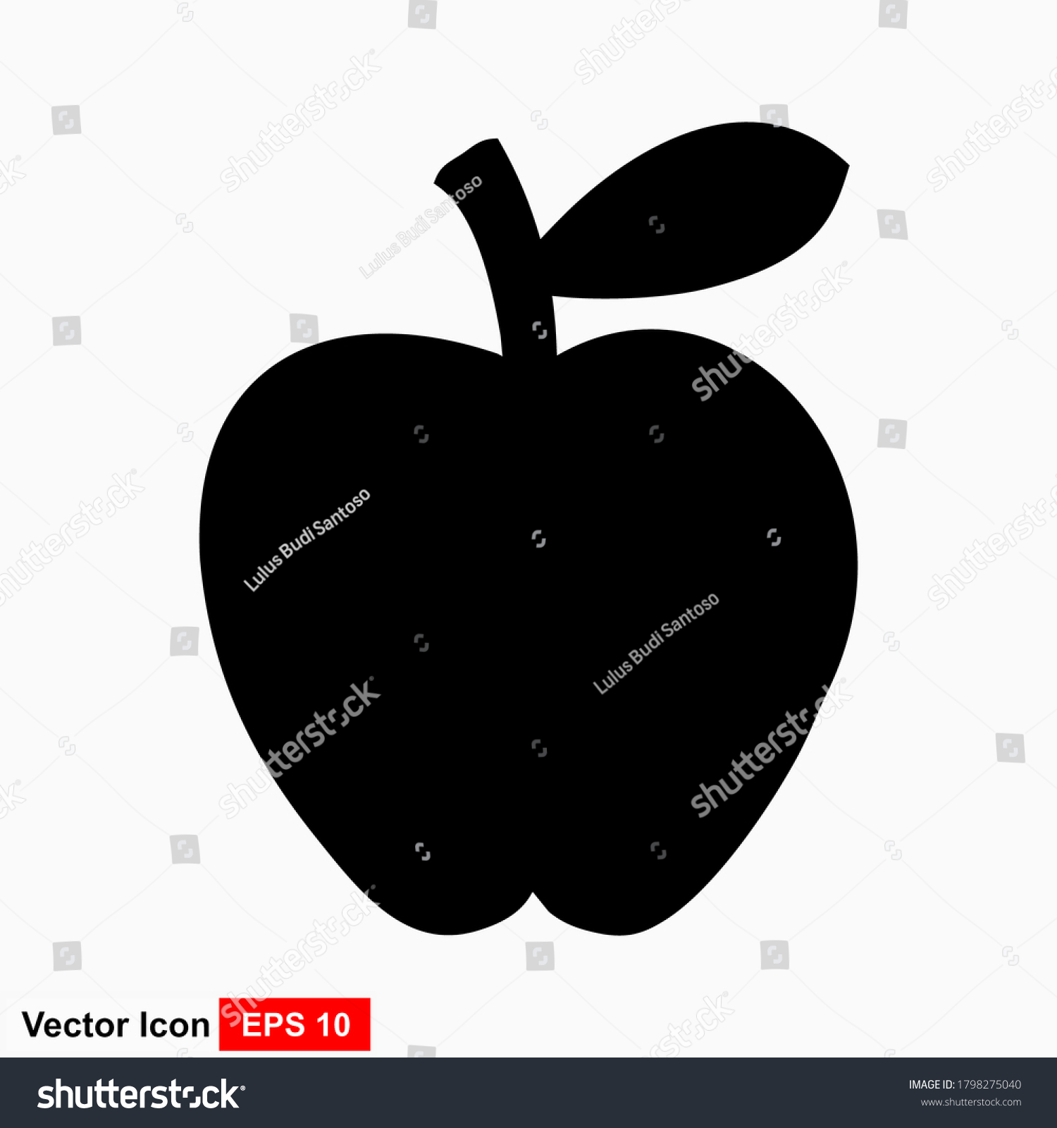 Silhouette Black Apples Isolated On White Stock Vector (Royalty Free ...