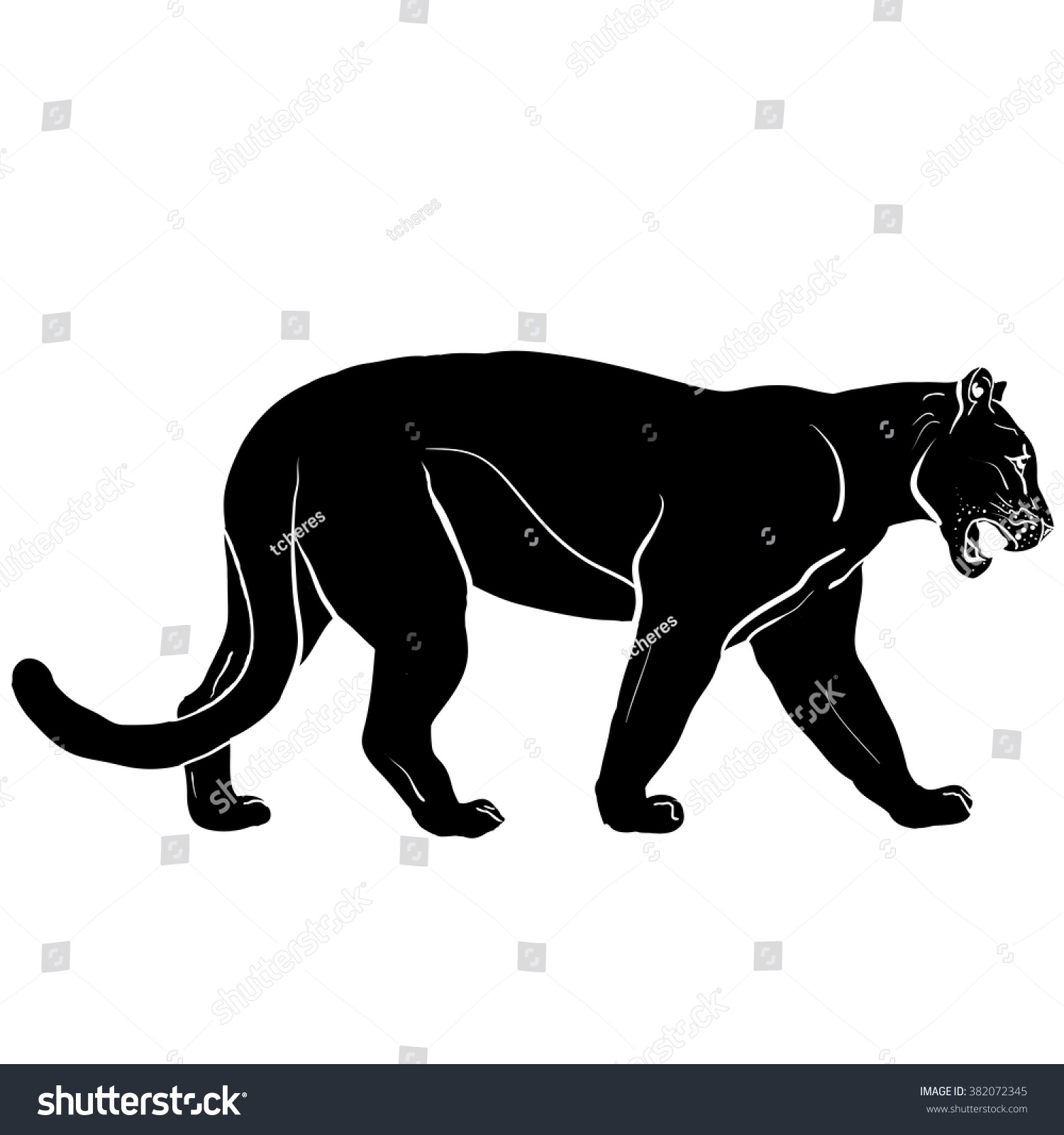 Silhouette Black Panther Stock Vector 382072345 - Shutterstock